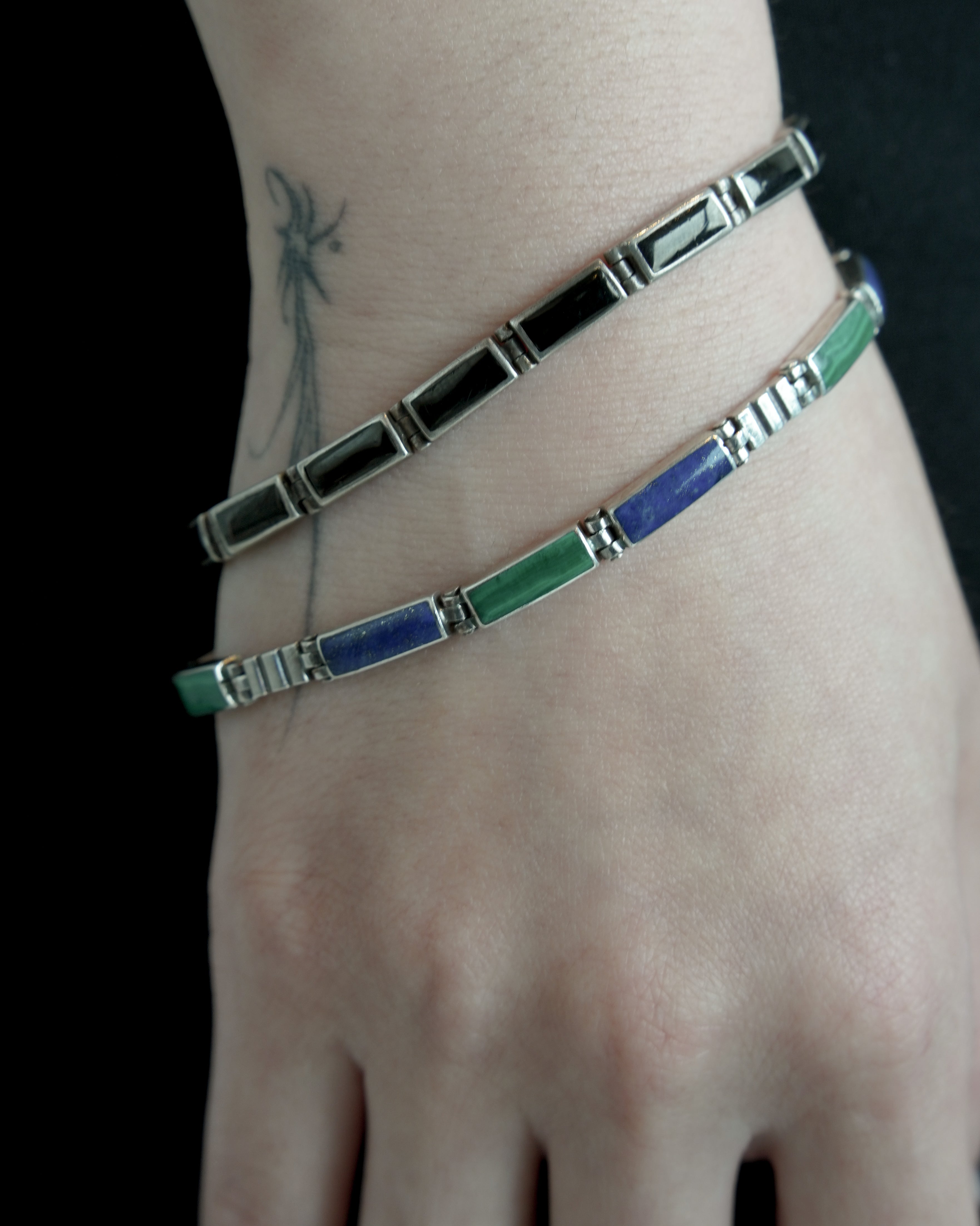 Lapis & Emerald Silver Bracelet (SVBL-26004)