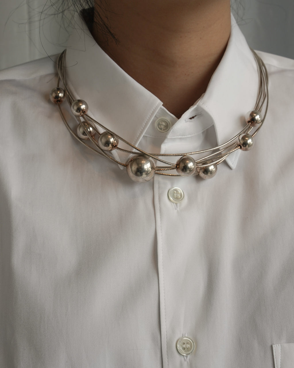 Silver Multi Wire Ball Necklace (SVNL-26014)