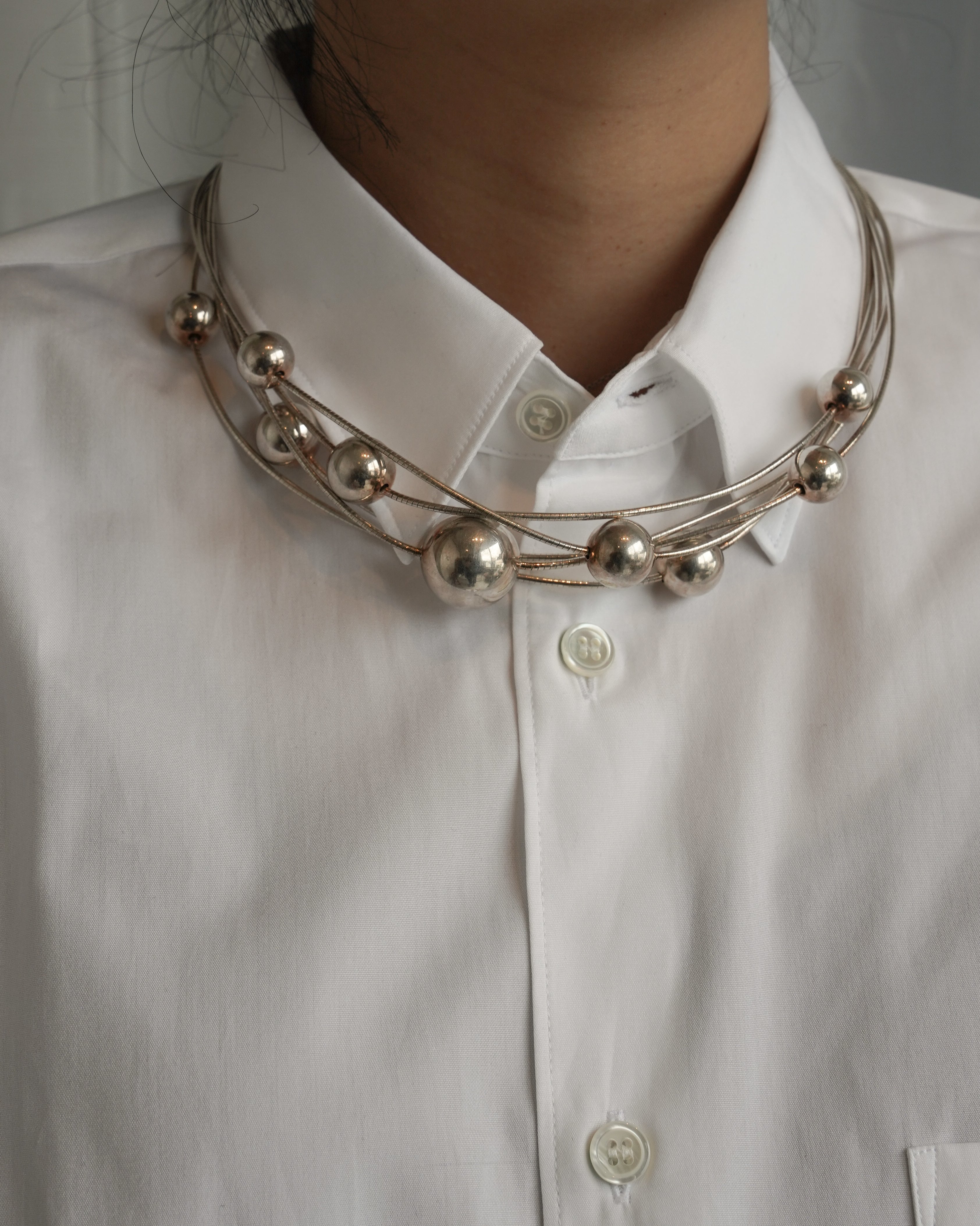 Silver Multi Wire Ball Necklace (SVNL-26014)