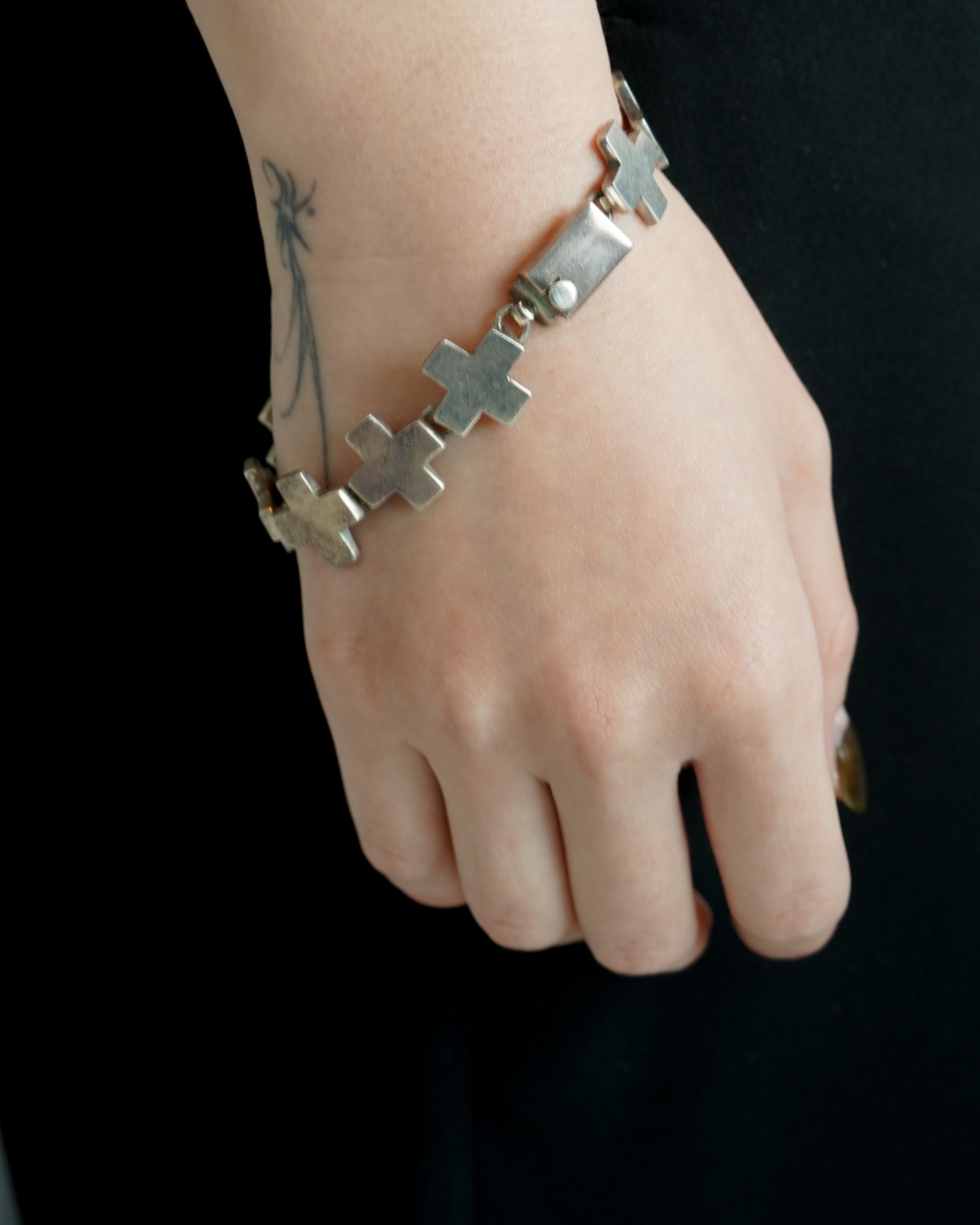 Silver Cross Link Bracelet (SVBL-26006-3)