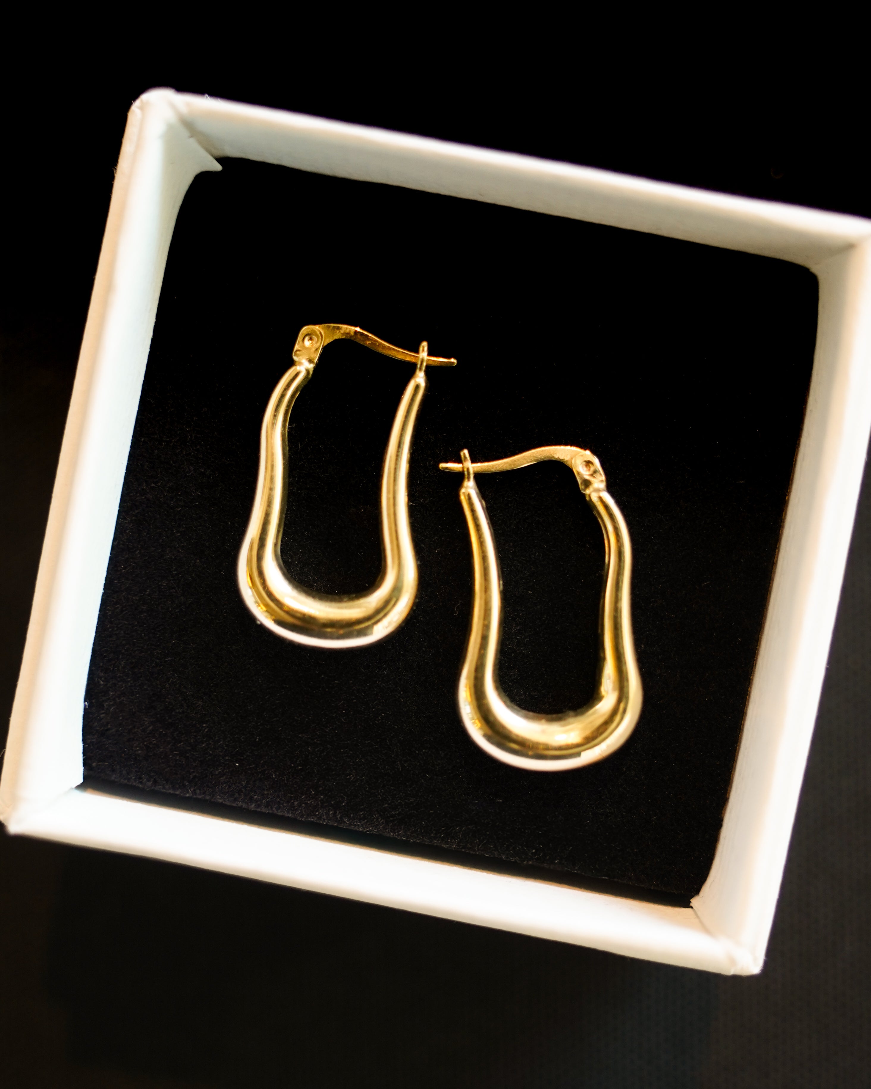 14K Gold Drop Hoop Earrings (GDE-25SS013)