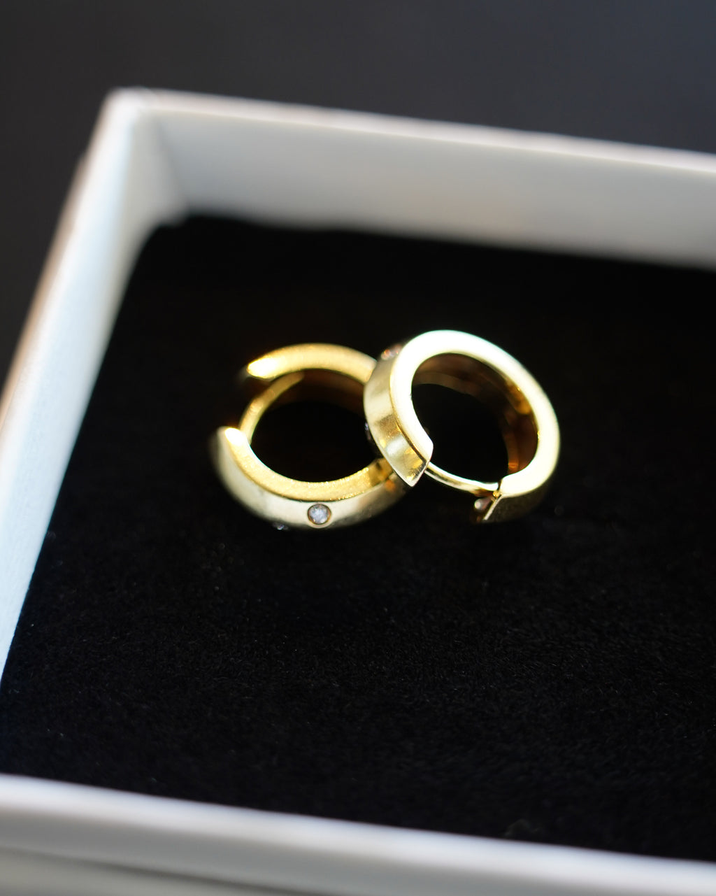 14K Gold Hoops w/ Natural Dia (GDE-25SS004)