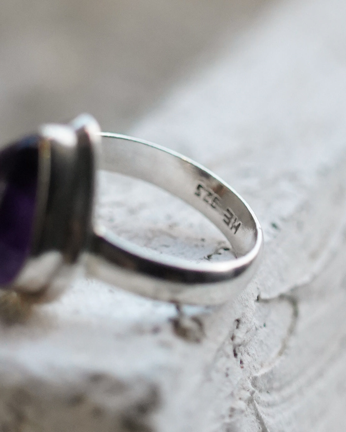 Amethyst Teardrop Silver Ring (SVR-26034)