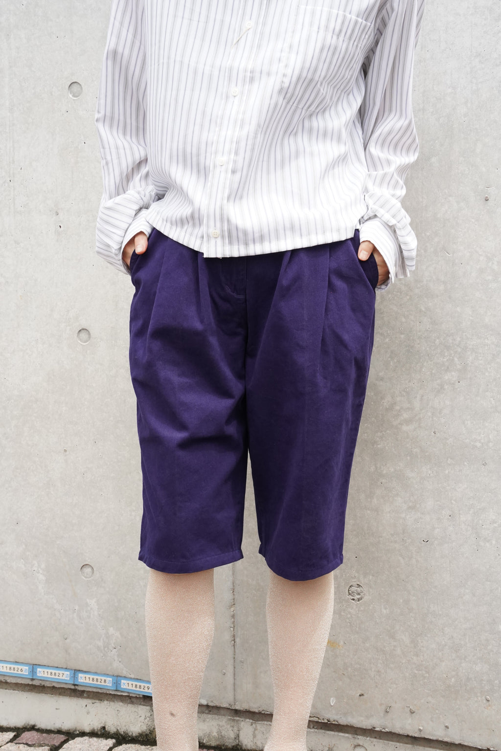 "Woolrich" Cotton Tuck Short Trousers - Purple