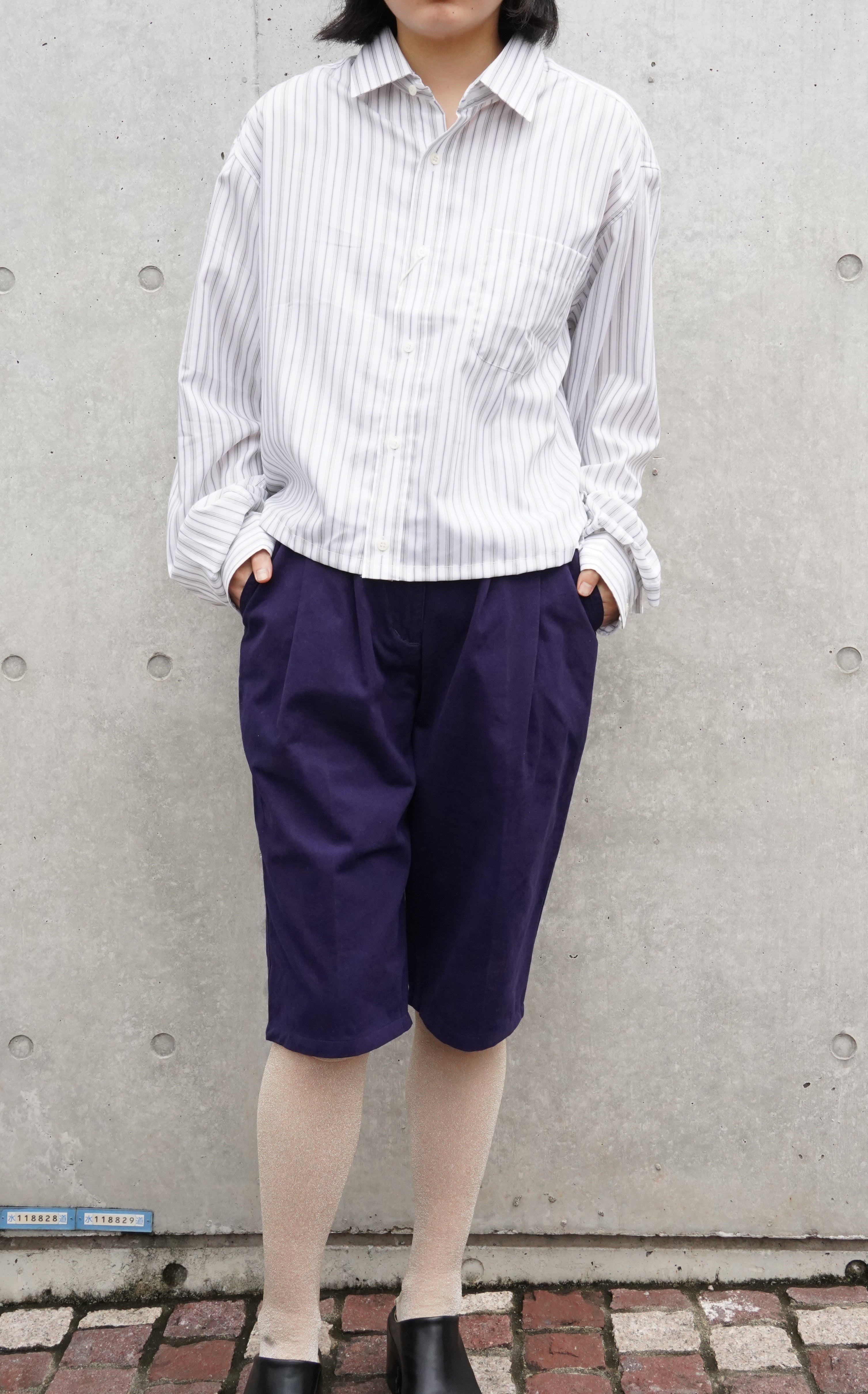 "Woolrich" Cotton Tuck Short Trousers - Purple