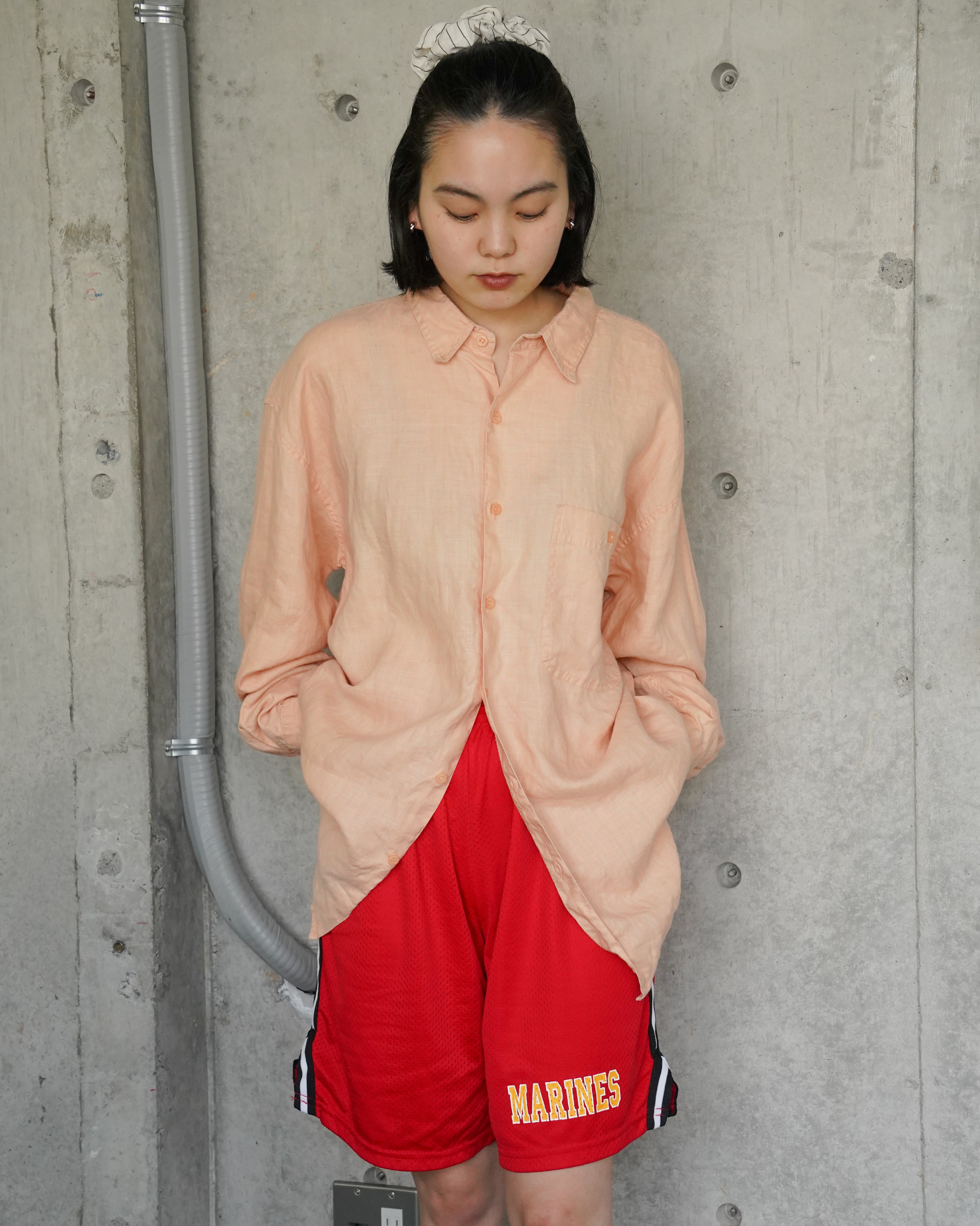 "GOOUCH" 100% Linen L/S Shirt - Coral