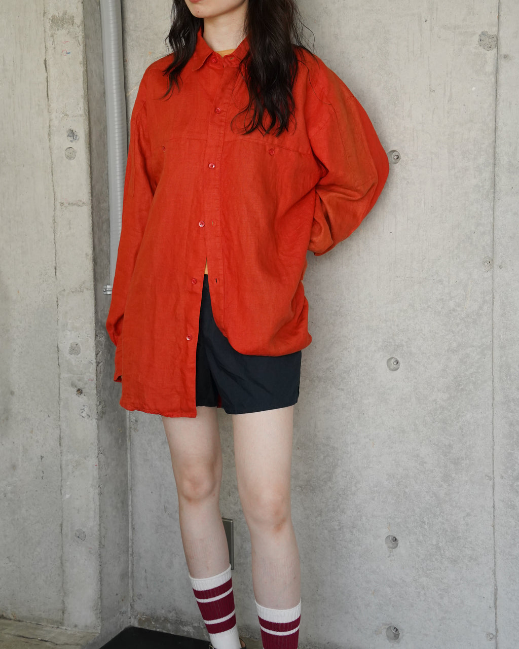 "GOOUCH" 100% Linen L/S Shirt - Orange