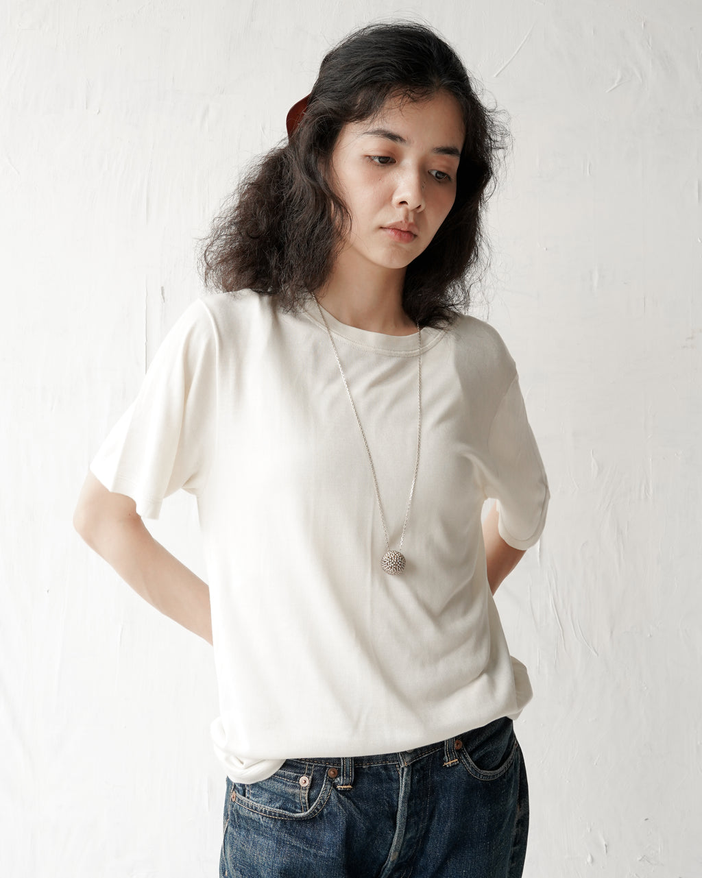 100% Washable Silk Tee S/S - Ivory