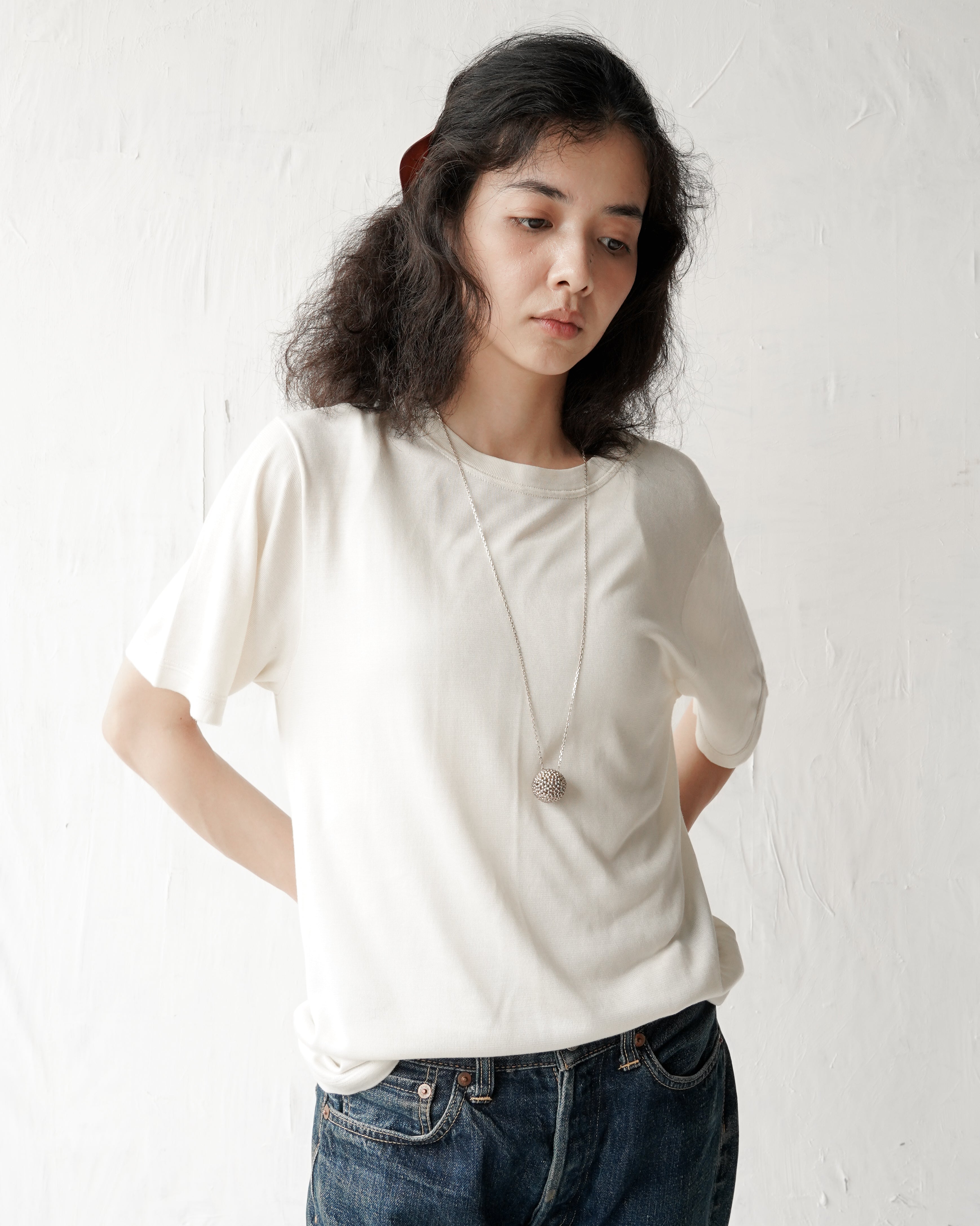 100% Washable Silk Tee S/S - Ivory