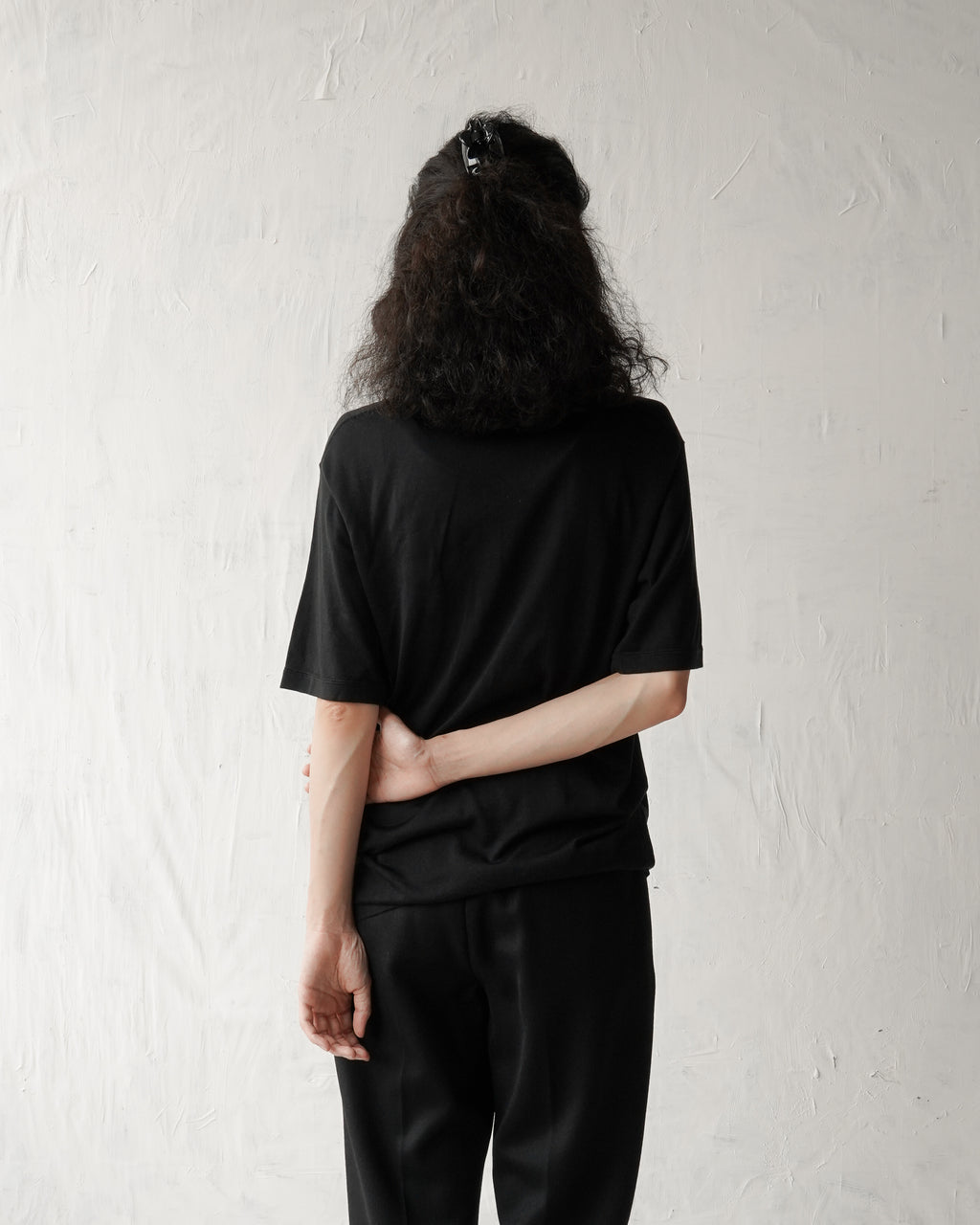 100% Washable Silk Tee S/S - Black