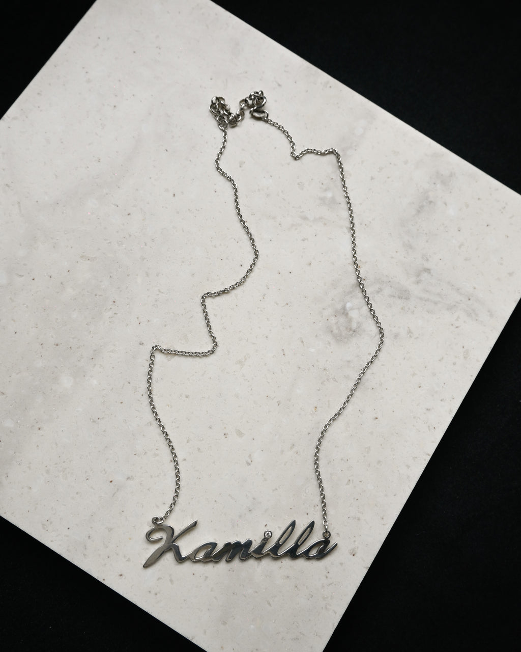 Silver Name Plate Necklace "Kamilla"