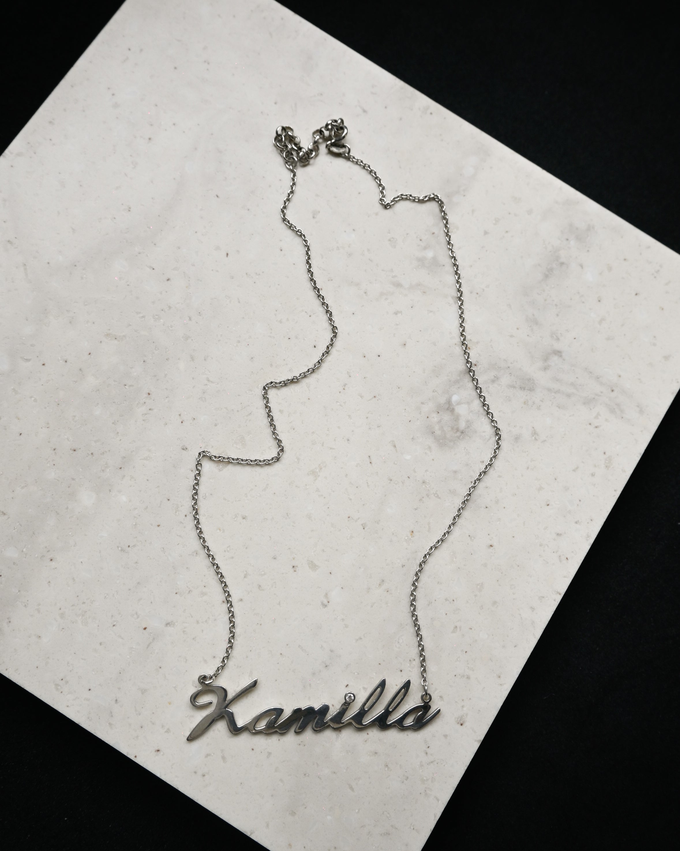 Silver Name Plate Necklace "Kamilla"