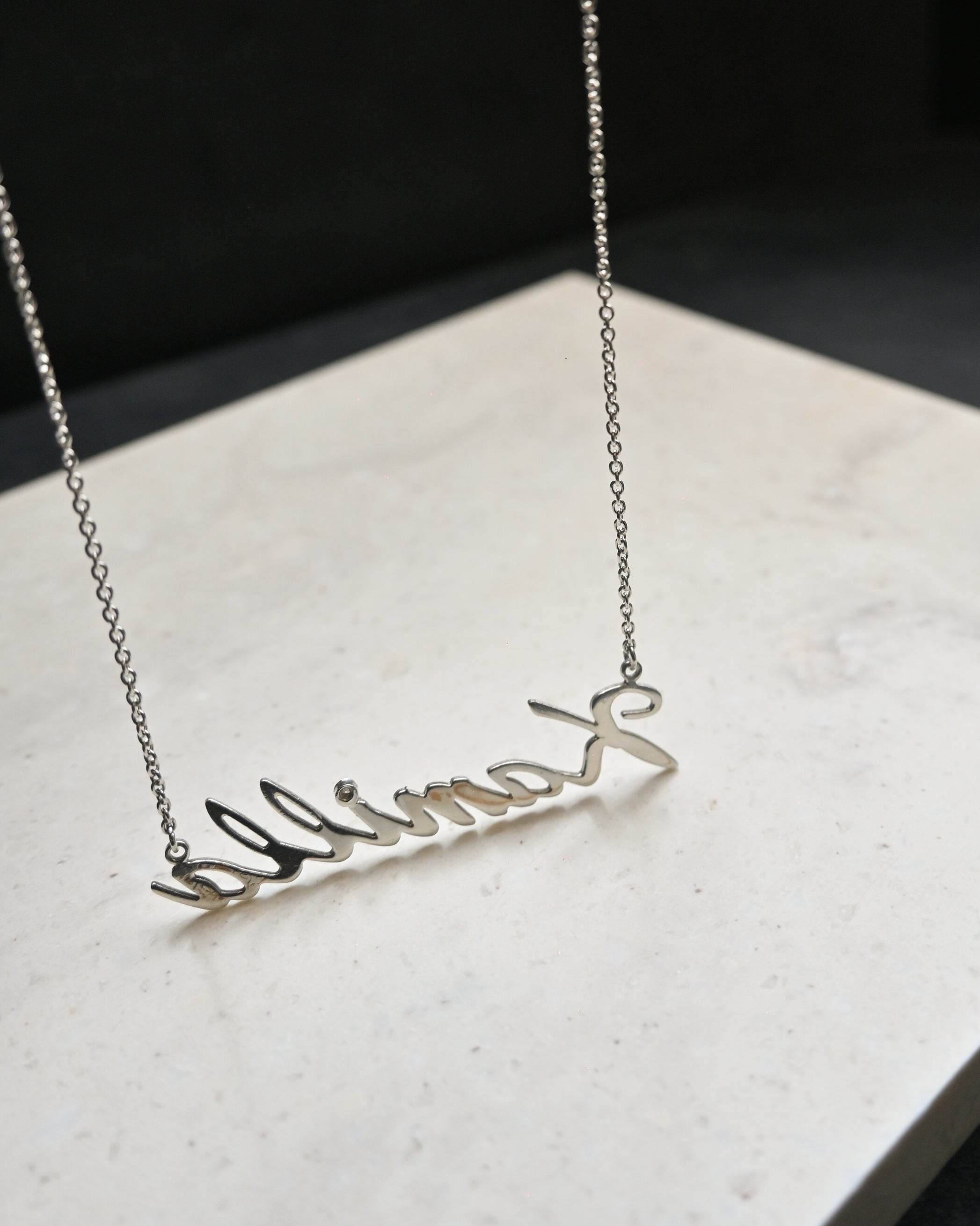 Silver Name Plate Necklace "Kamilla"