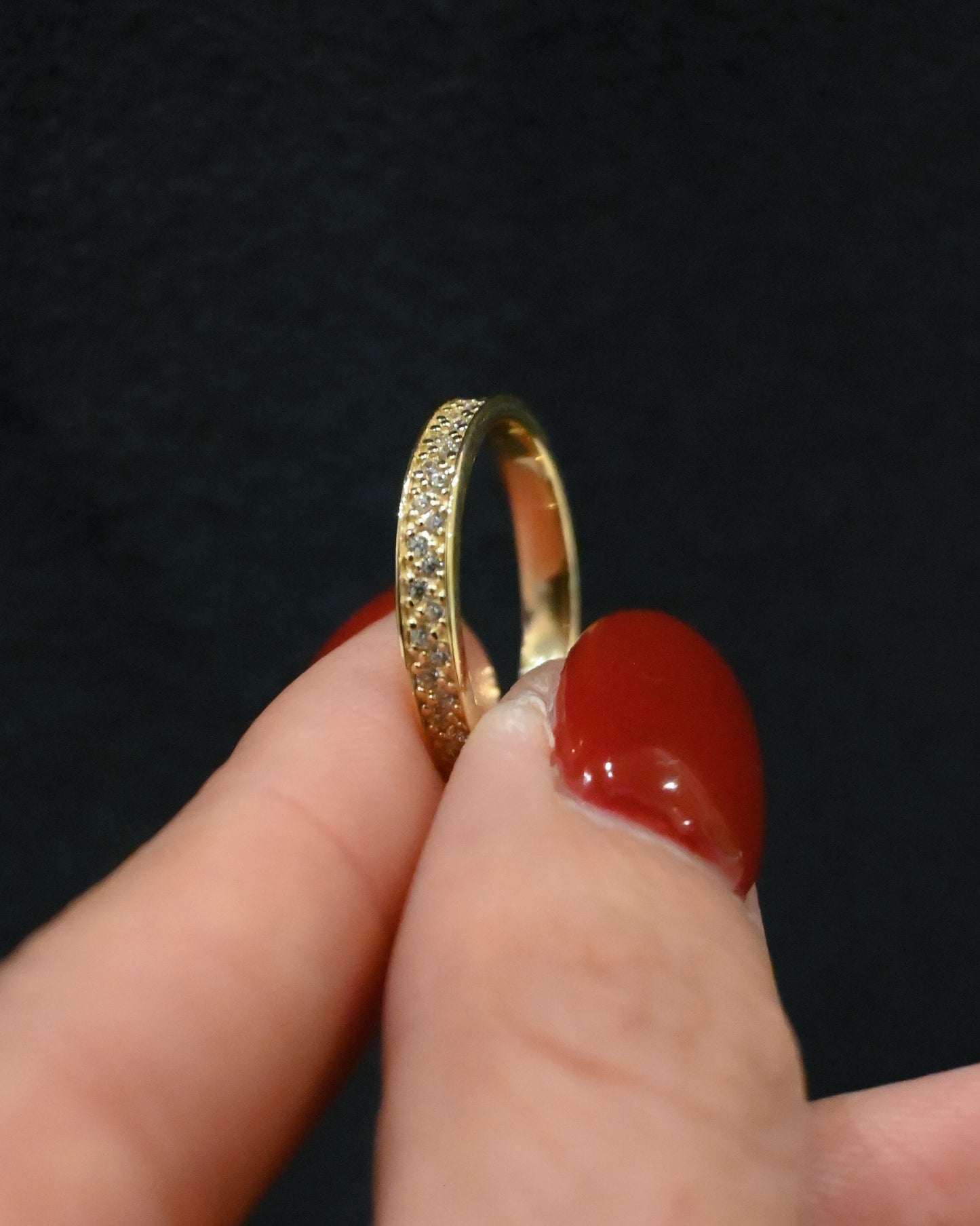 10K Solid Gold Eternity CZ Band Ring - 10号