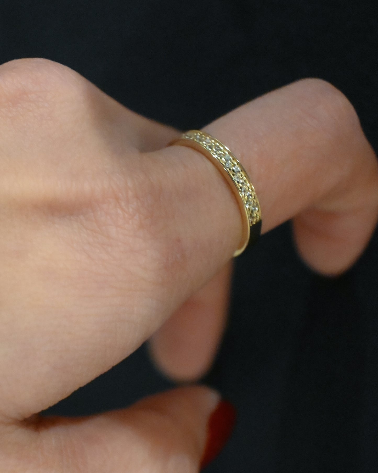 10K Solid Gold Eternity CZ Band Ring - 10号