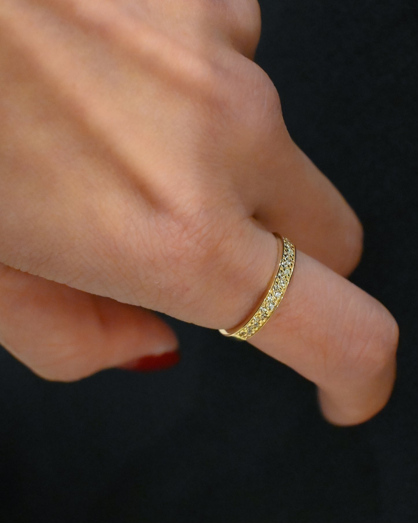 10K Solid Gold Eternity CZ Band Ring - 10号