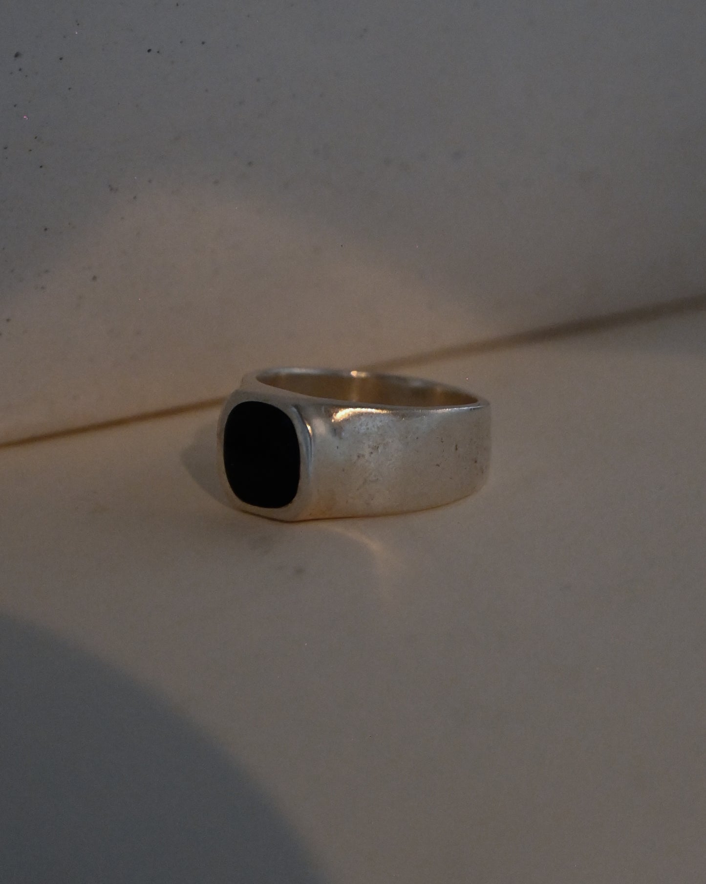 Silver Square Onyx Signet Ring - 15号