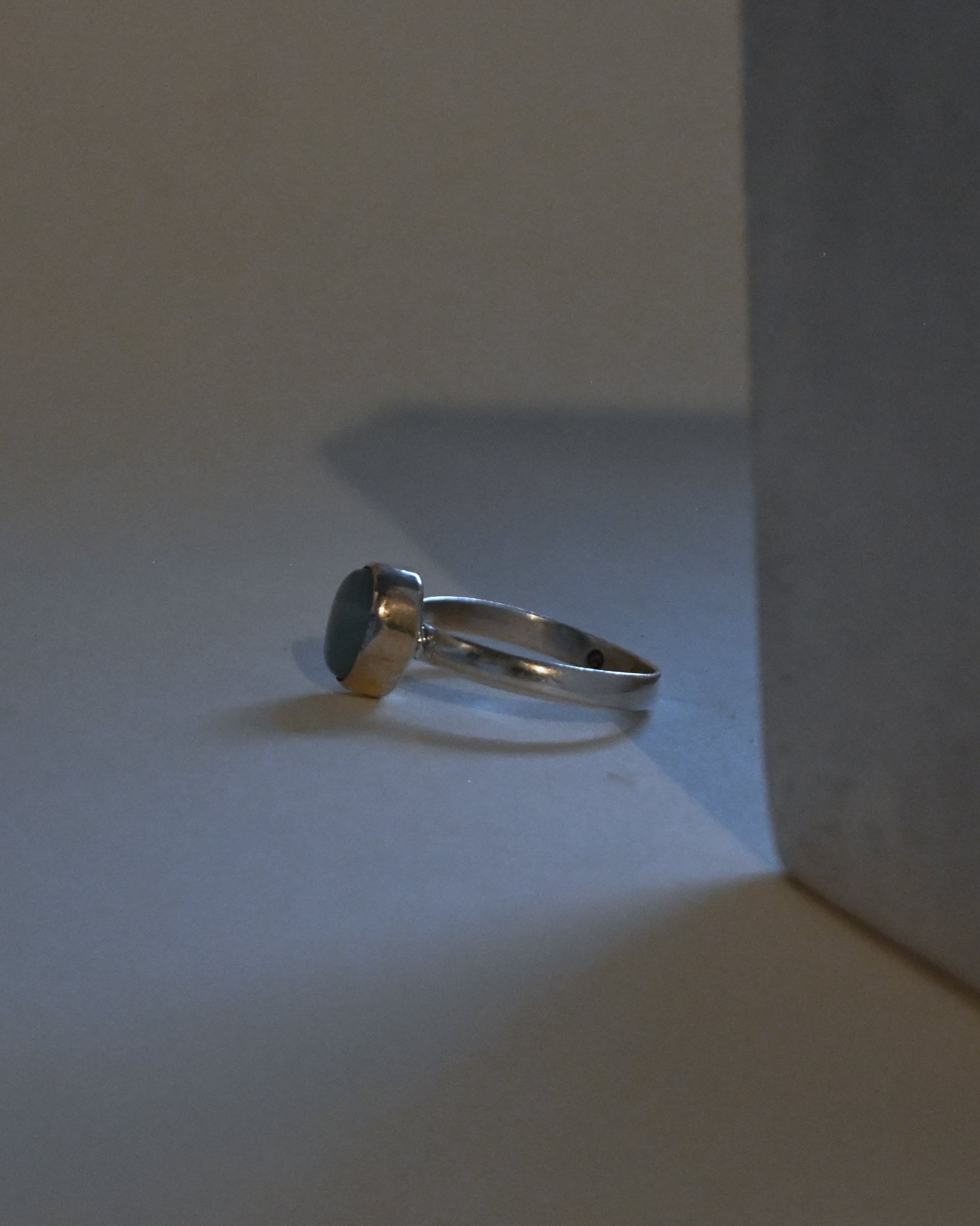 Moon Stone Silver Ring - 9号