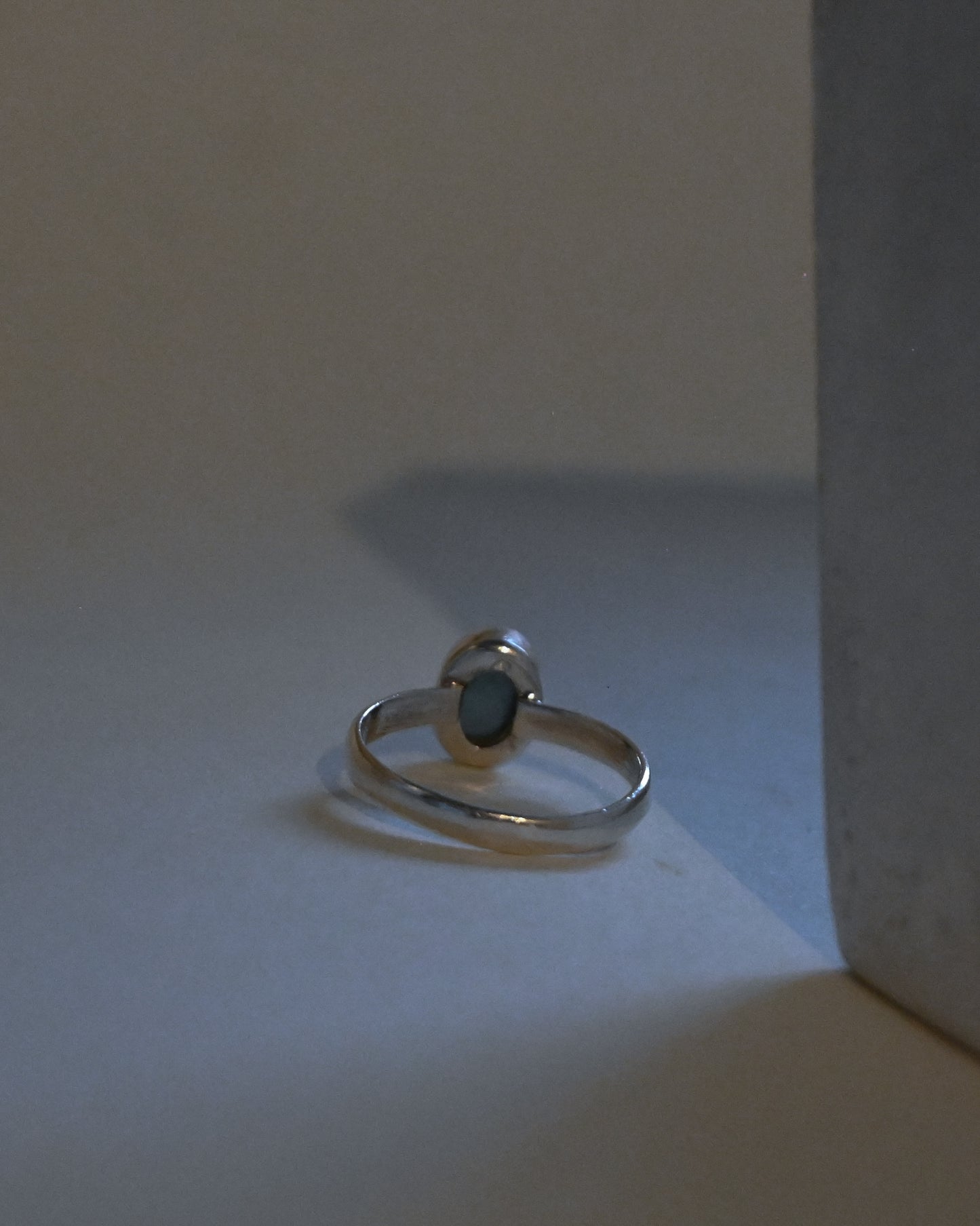 Moon Stone Silver Ring - 9号