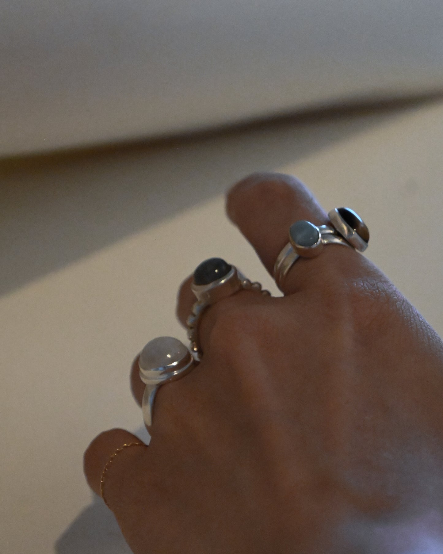 Moon Stone Silver Ring - 7.5号