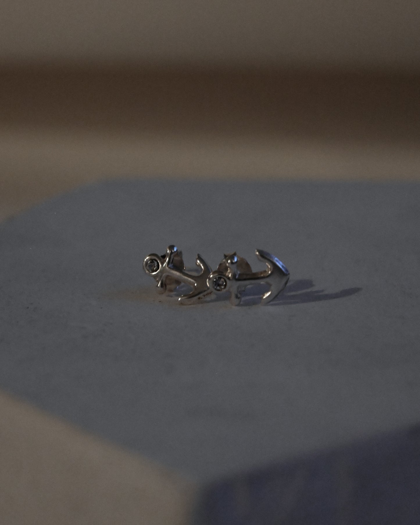 Studs Silver Earrings - Anchor