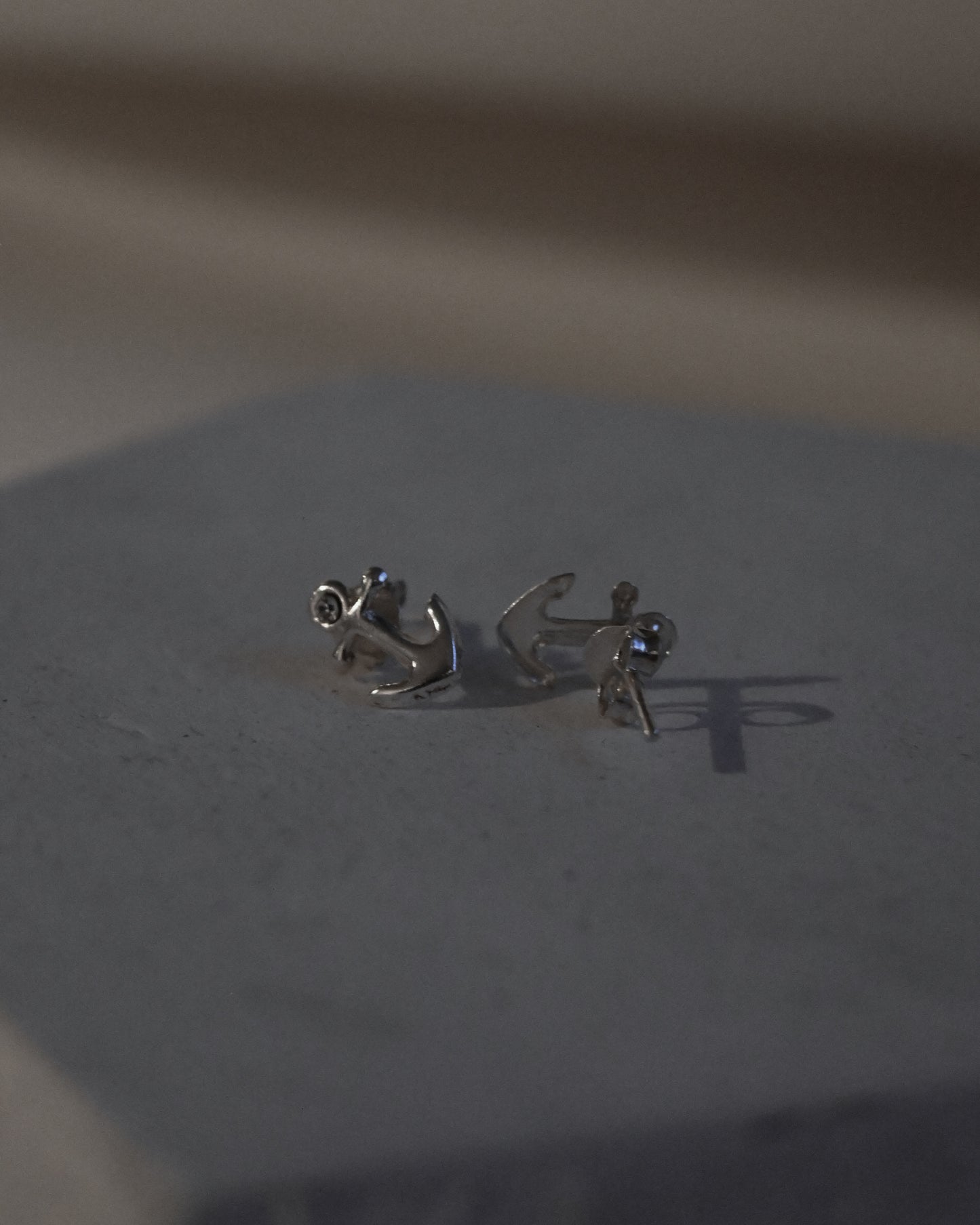 Studs Silver Earrings - Anchor