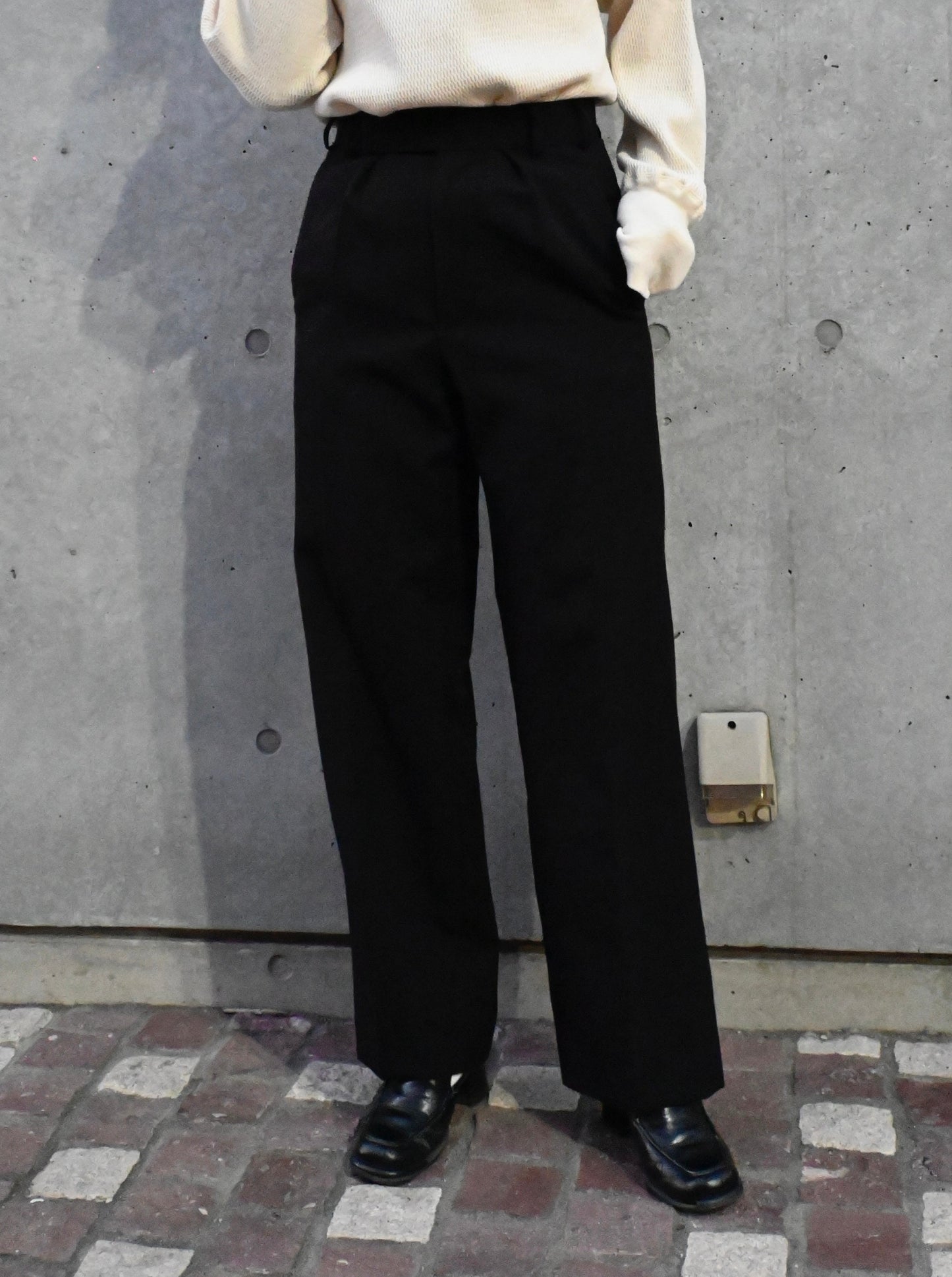 Wool x Poly Black Trousers Made in UK