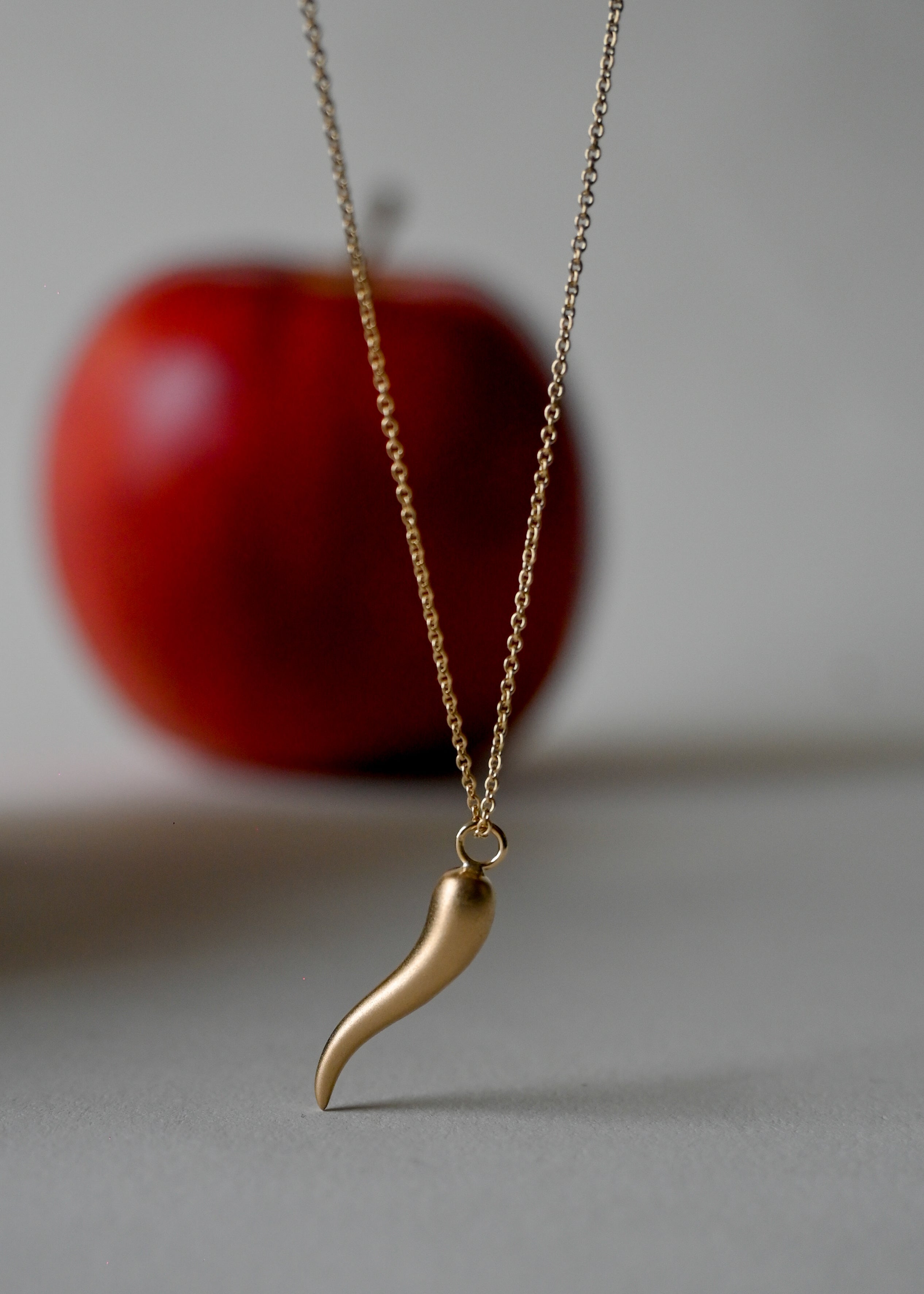 Italian Horn Charm Necklace [S] - 14K