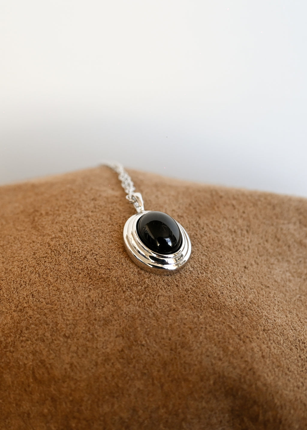 Black Agate Oval Pendant