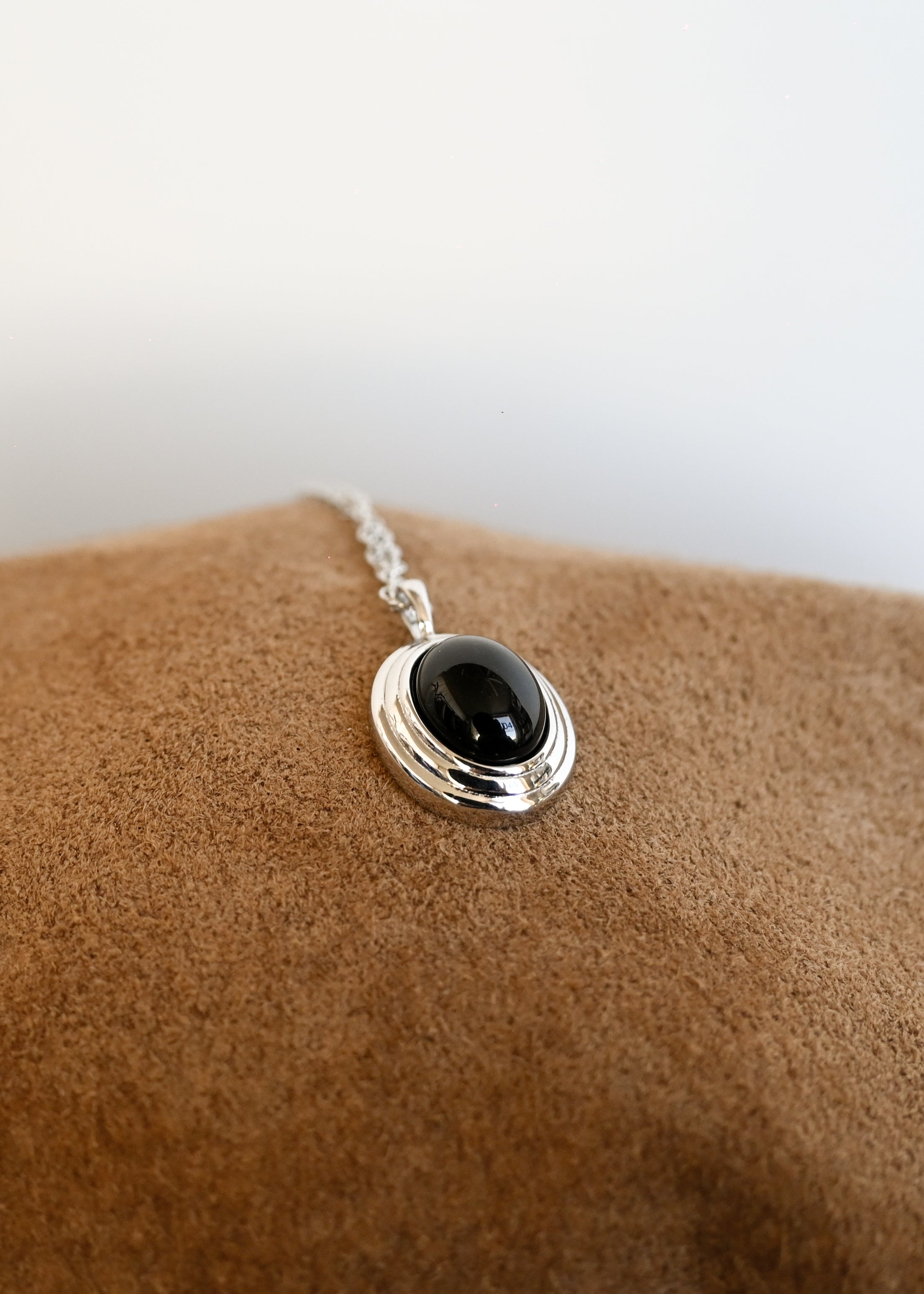 Black Agate Oval Pendant