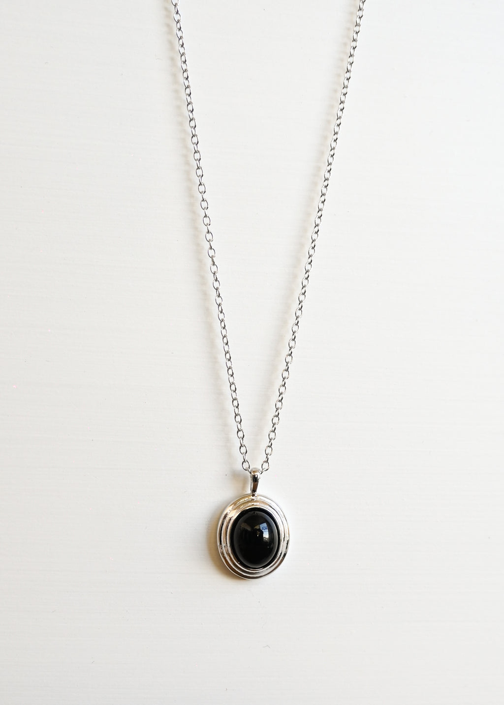 Black Agate Oval Pendant