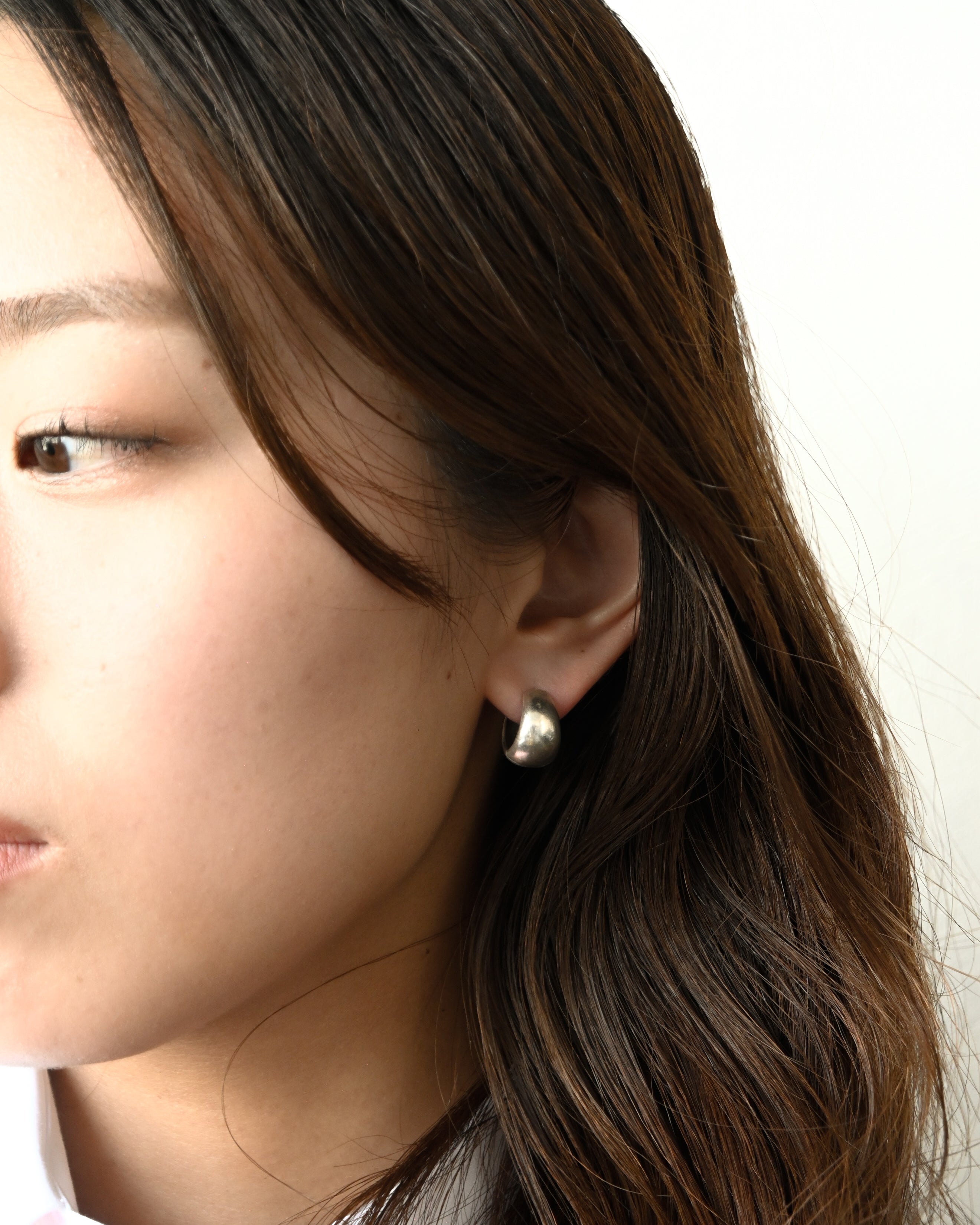 Chunky Drop Silver Hoops