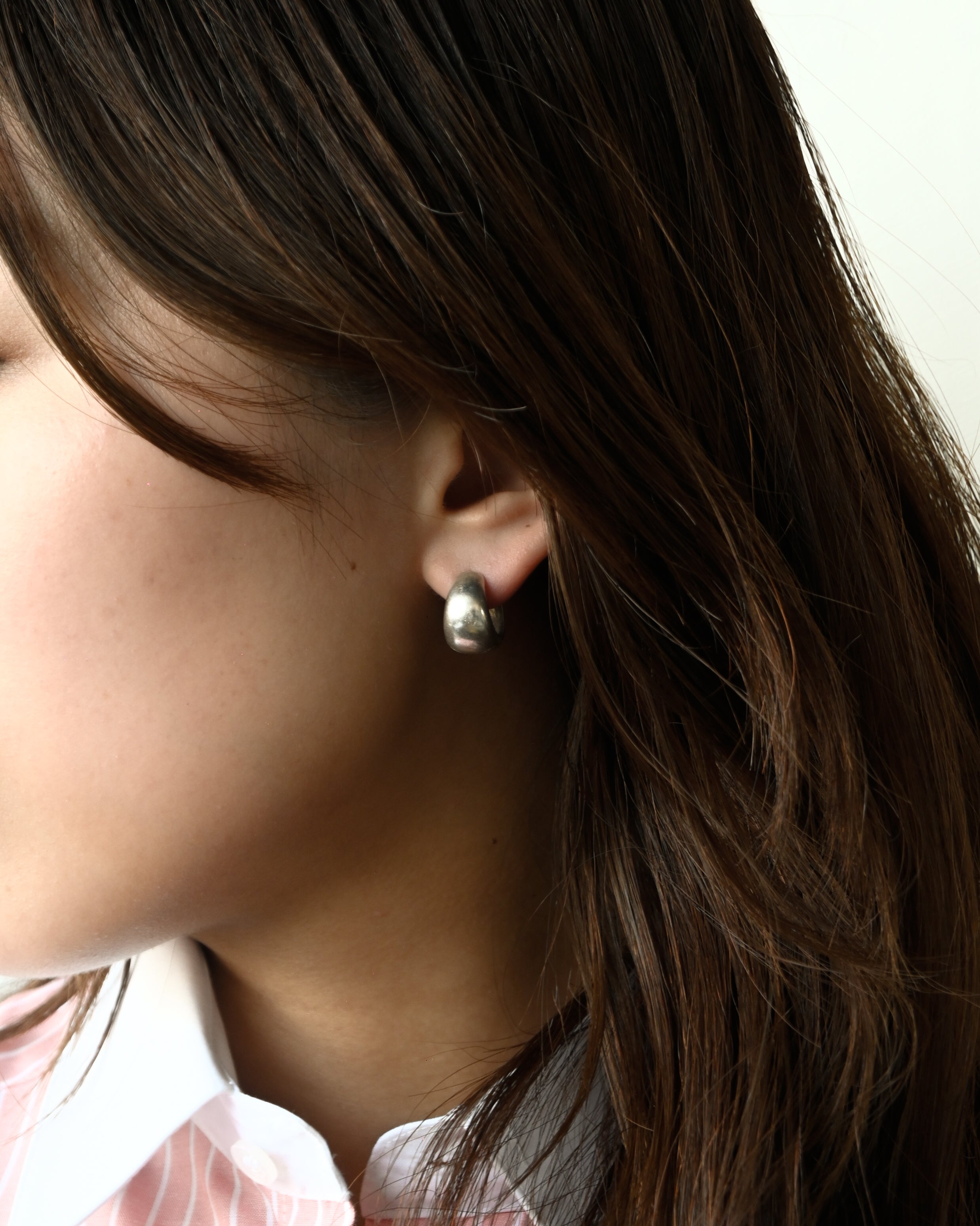 Chunky Drop Silver Hoops