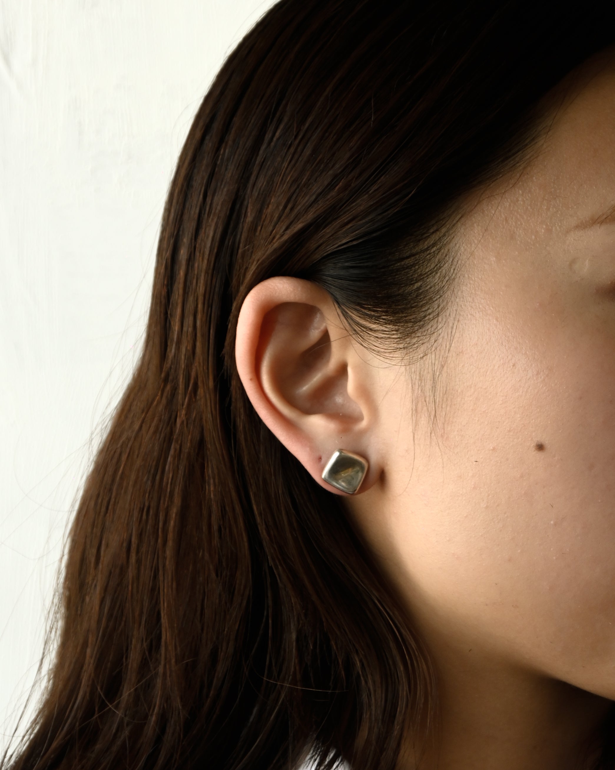 Silver Square Stud Earrings