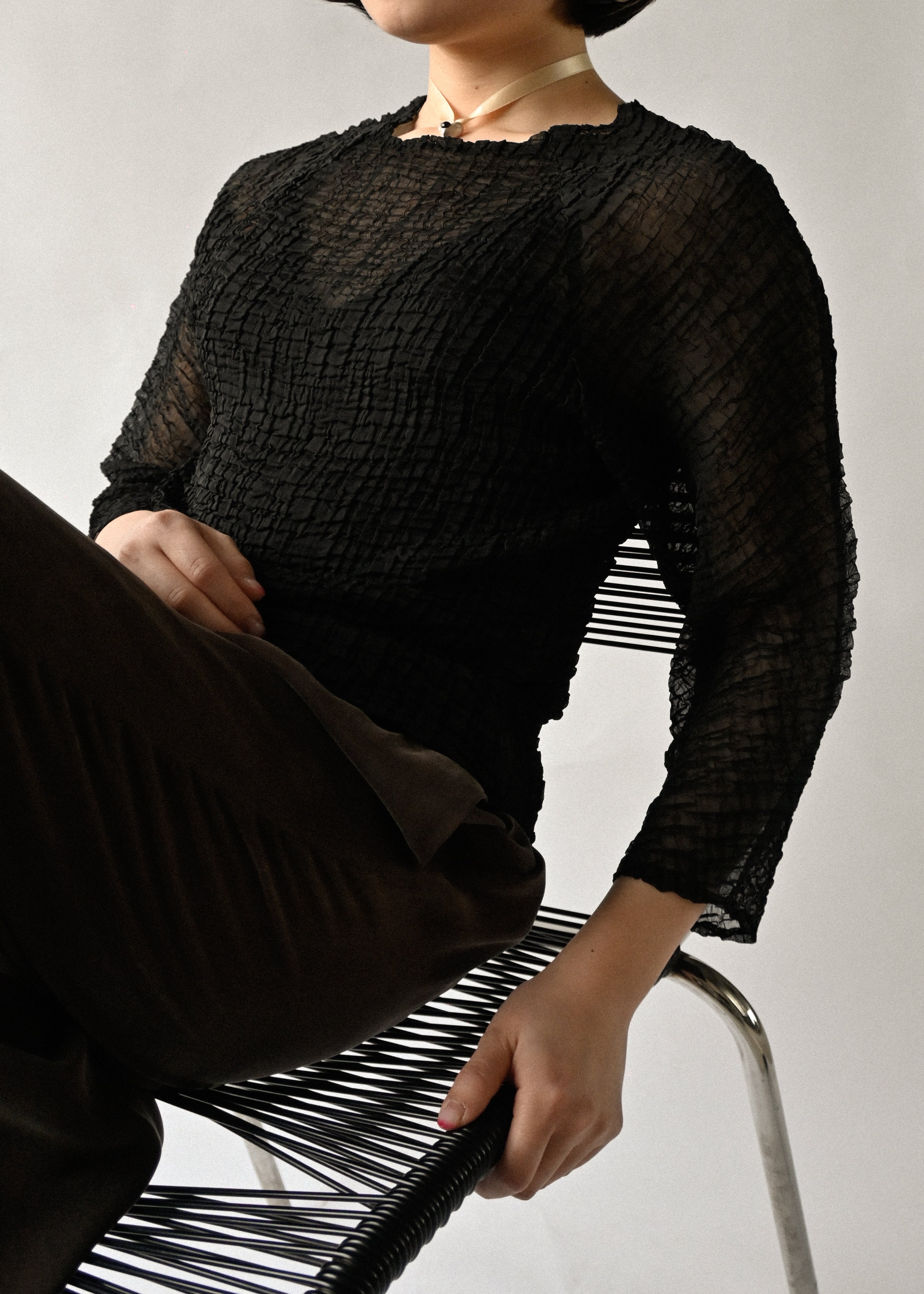 Wrinkled Sheer Top