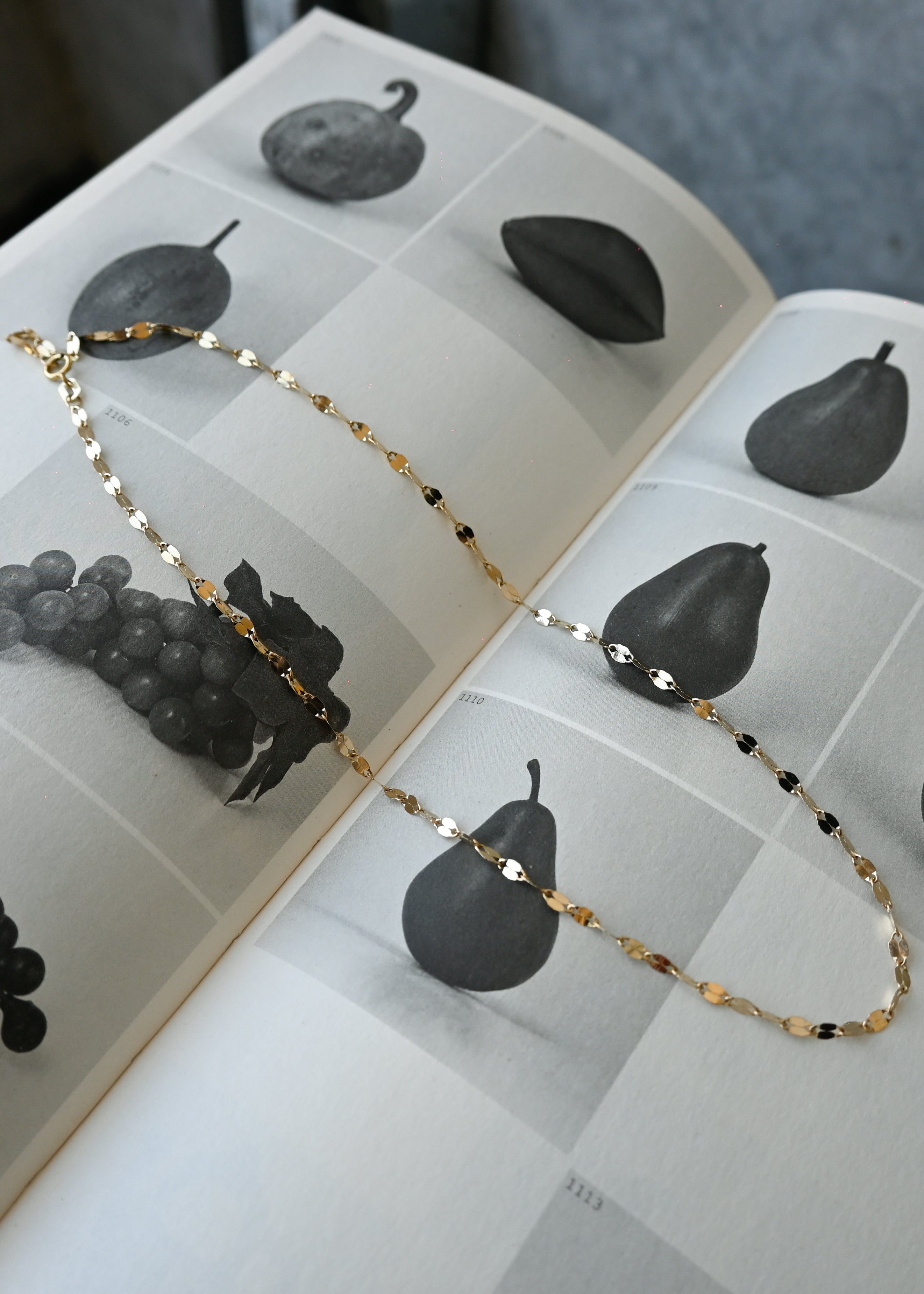 14K Mirror Chain Choker Necklace