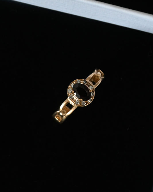 9K Gold Garnet And CZ Diamond Ring - 14号