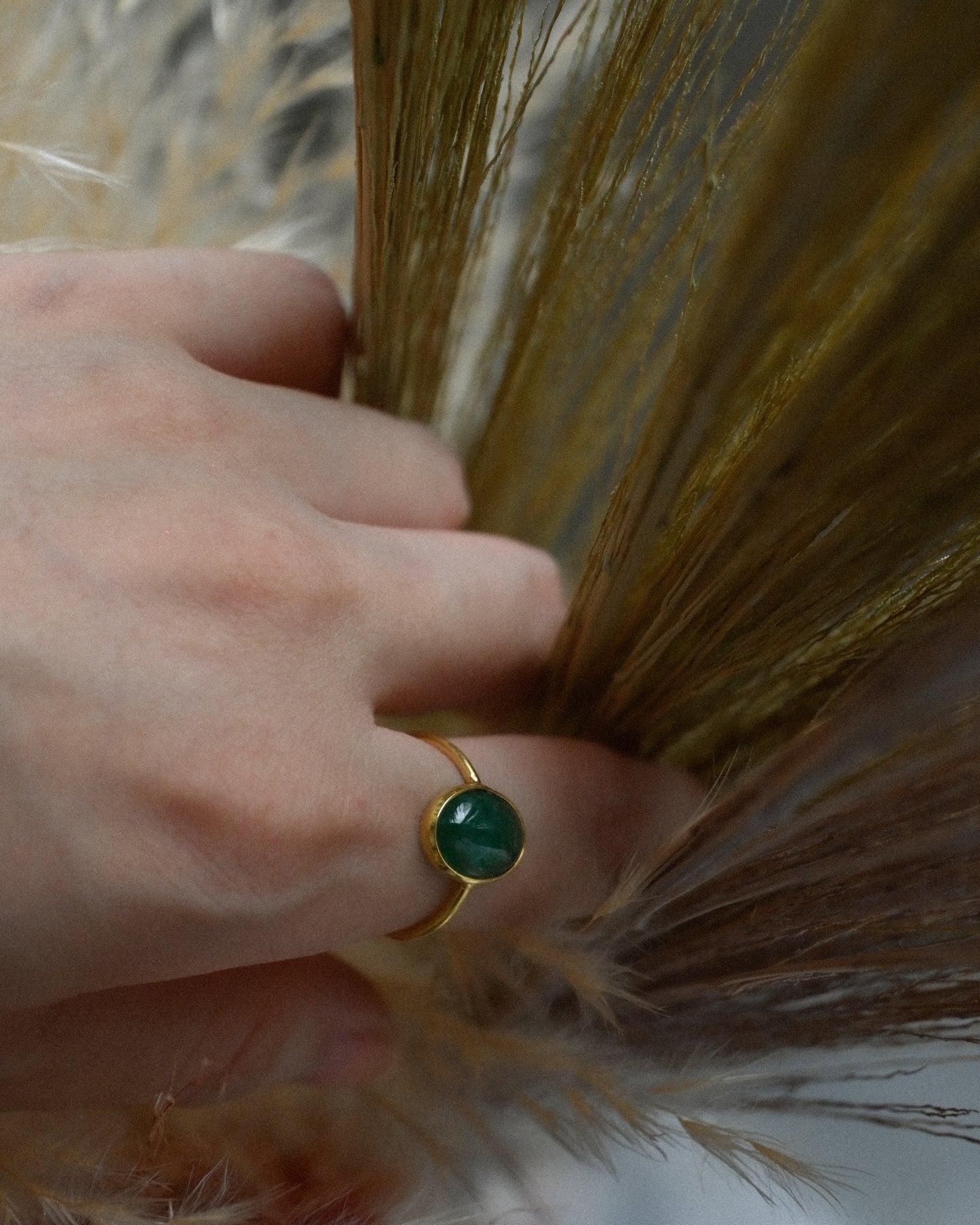 18K Gold Emerald Ring - 12号