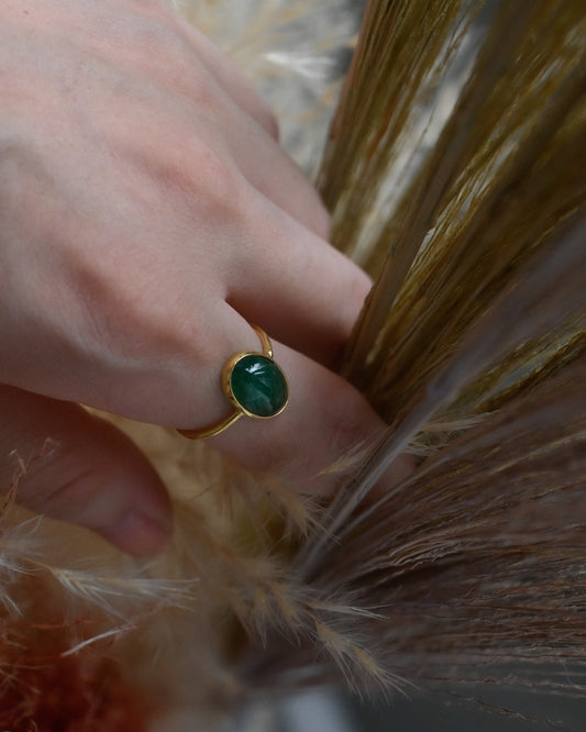 18K Gold Emerald Ring - 12号