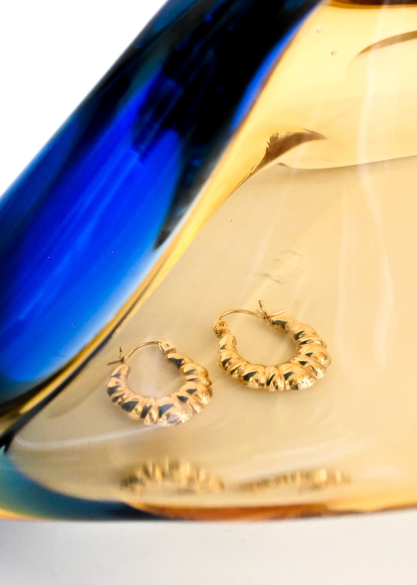 14k Solid Gold Puffy Hoops