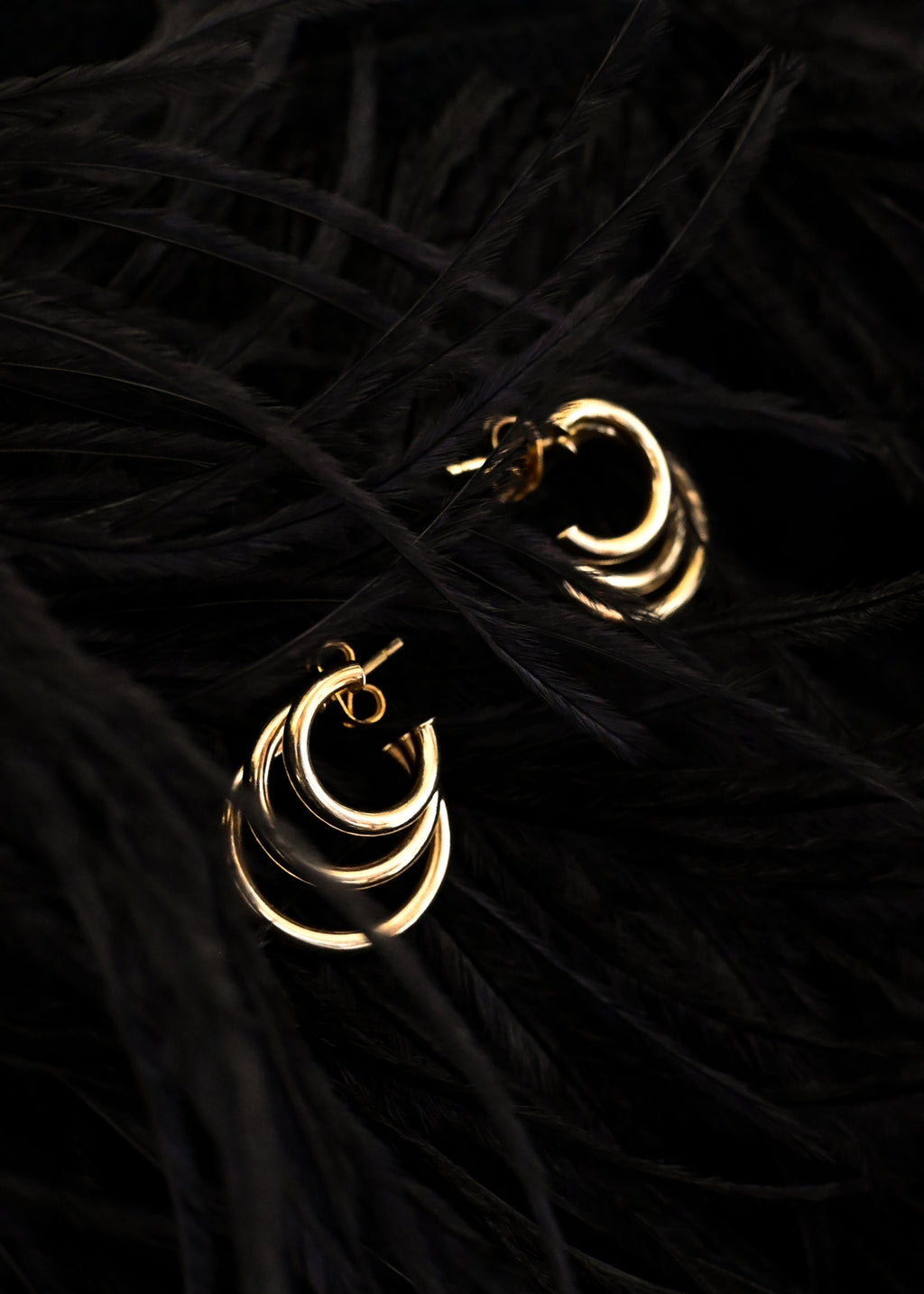 14k Solid Gold Triple Hoops