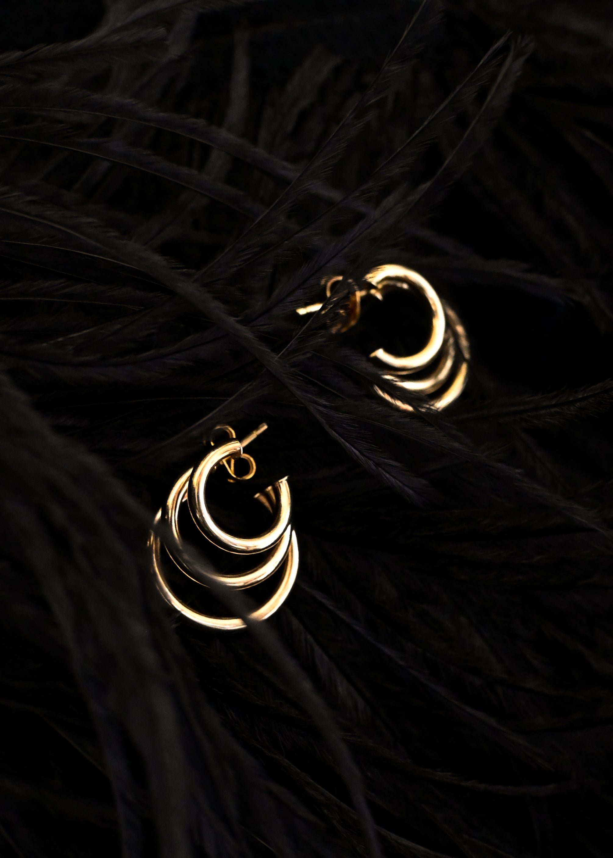 14k Solid Gold Triple Hoops