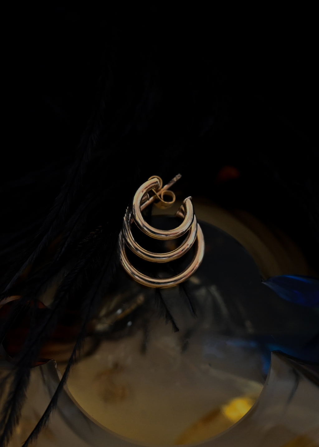 14k Solid Gold Triple Hoops