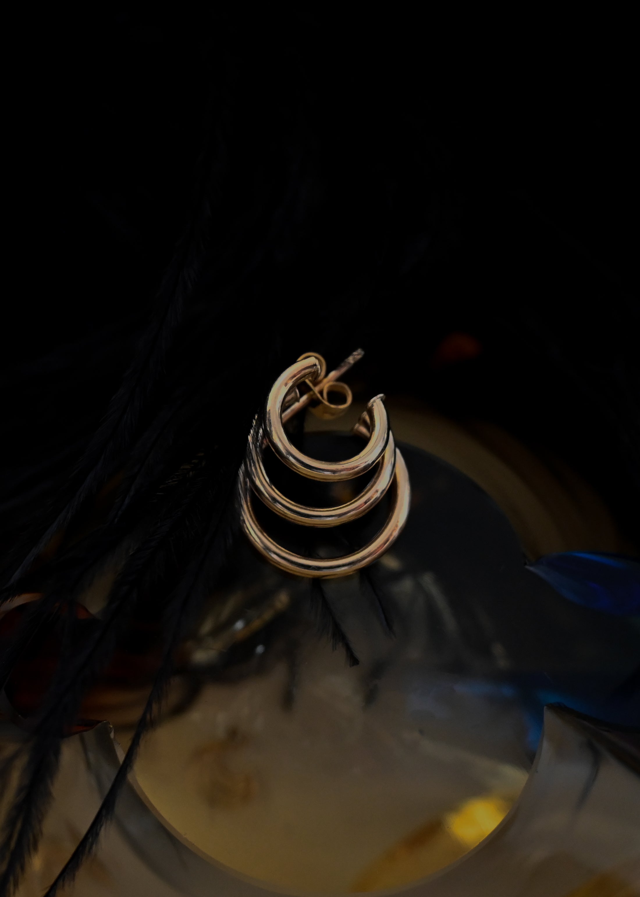 14k Solid Gold Triple Hoops
