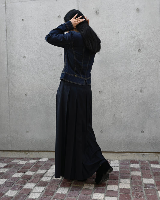 [Limited 11/8 - 11/10 ]Angels Factory Pleated Skirt by 404 - Dark Navy