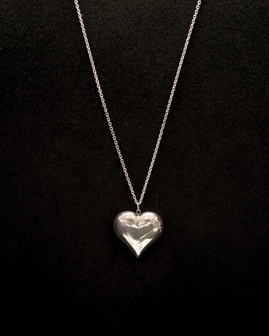 Silver Chain Necklace w/Heart Charm (N34)