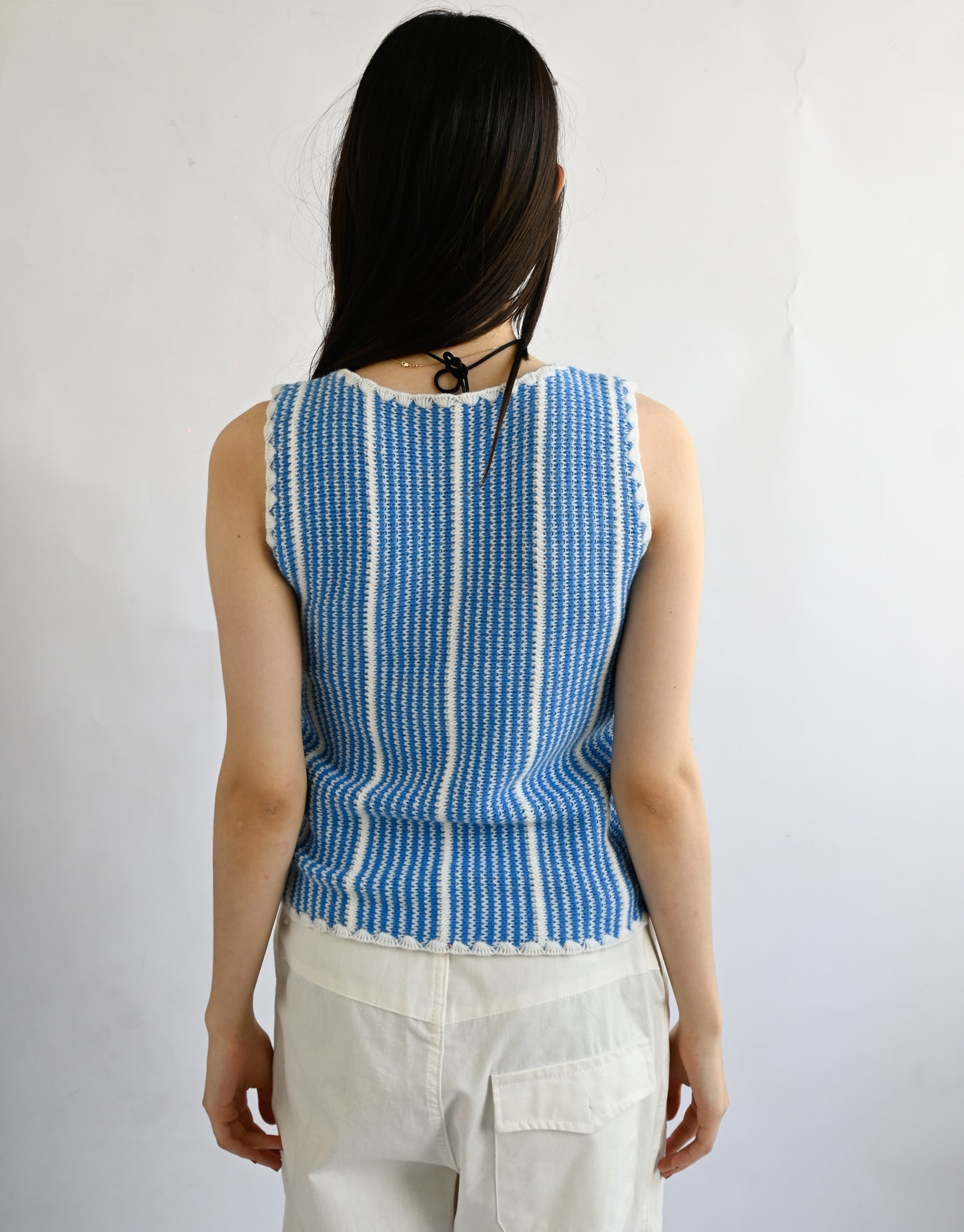 60's~70's Knit Vest - Sky Blue