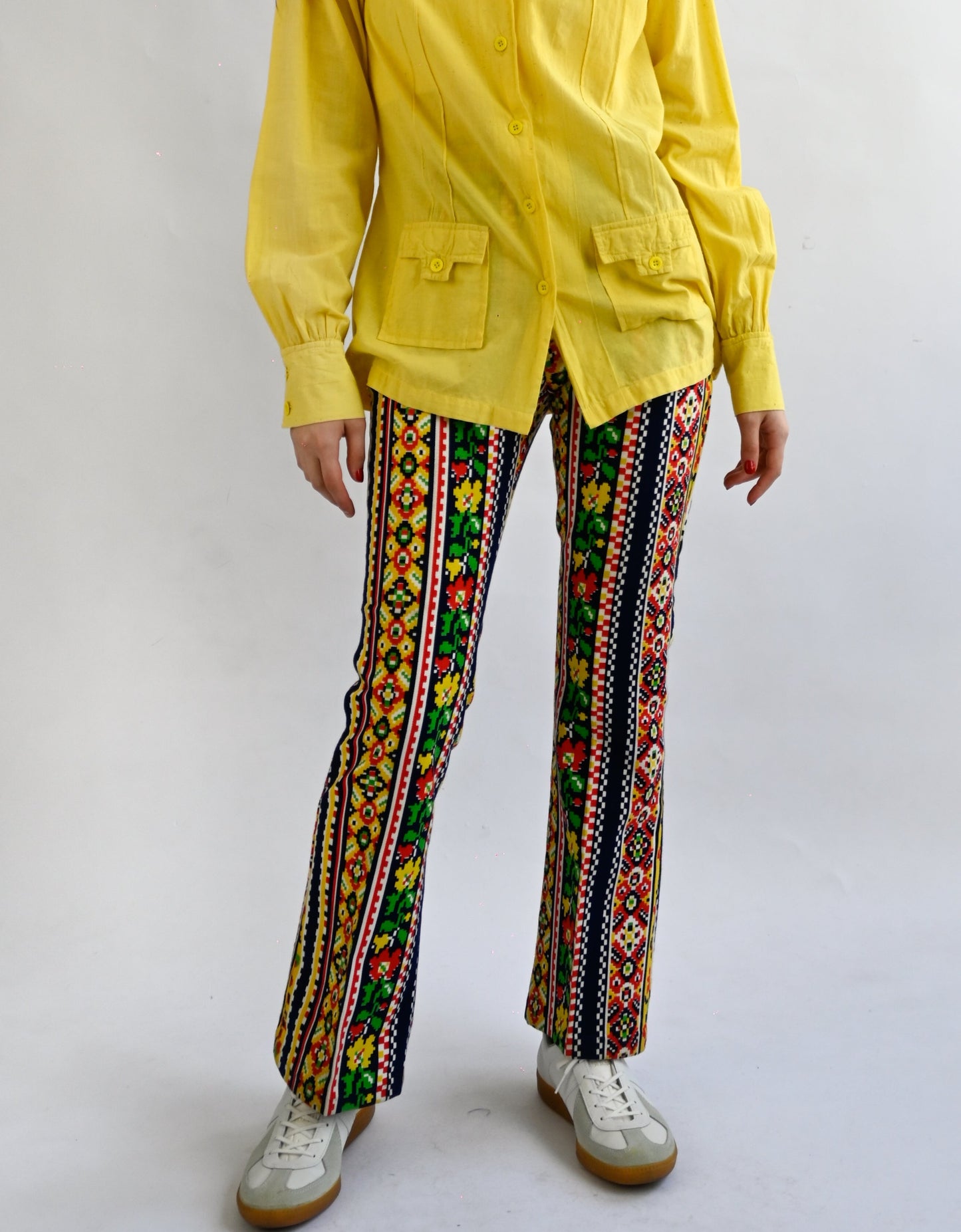 70'S Printed Cotton Pants - USA