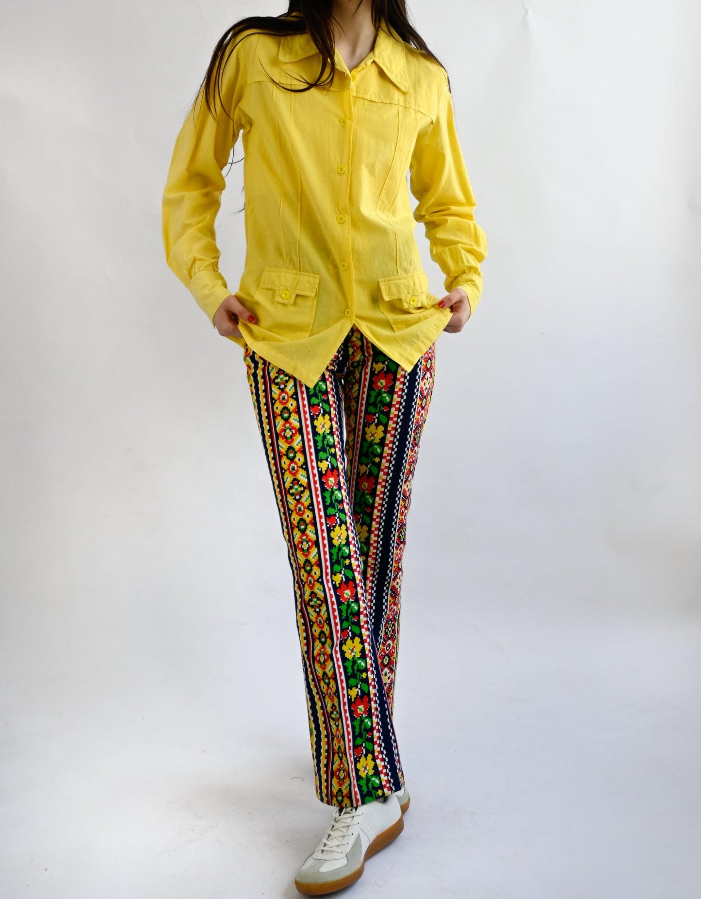 70'S Printed Cotton Pants - USA