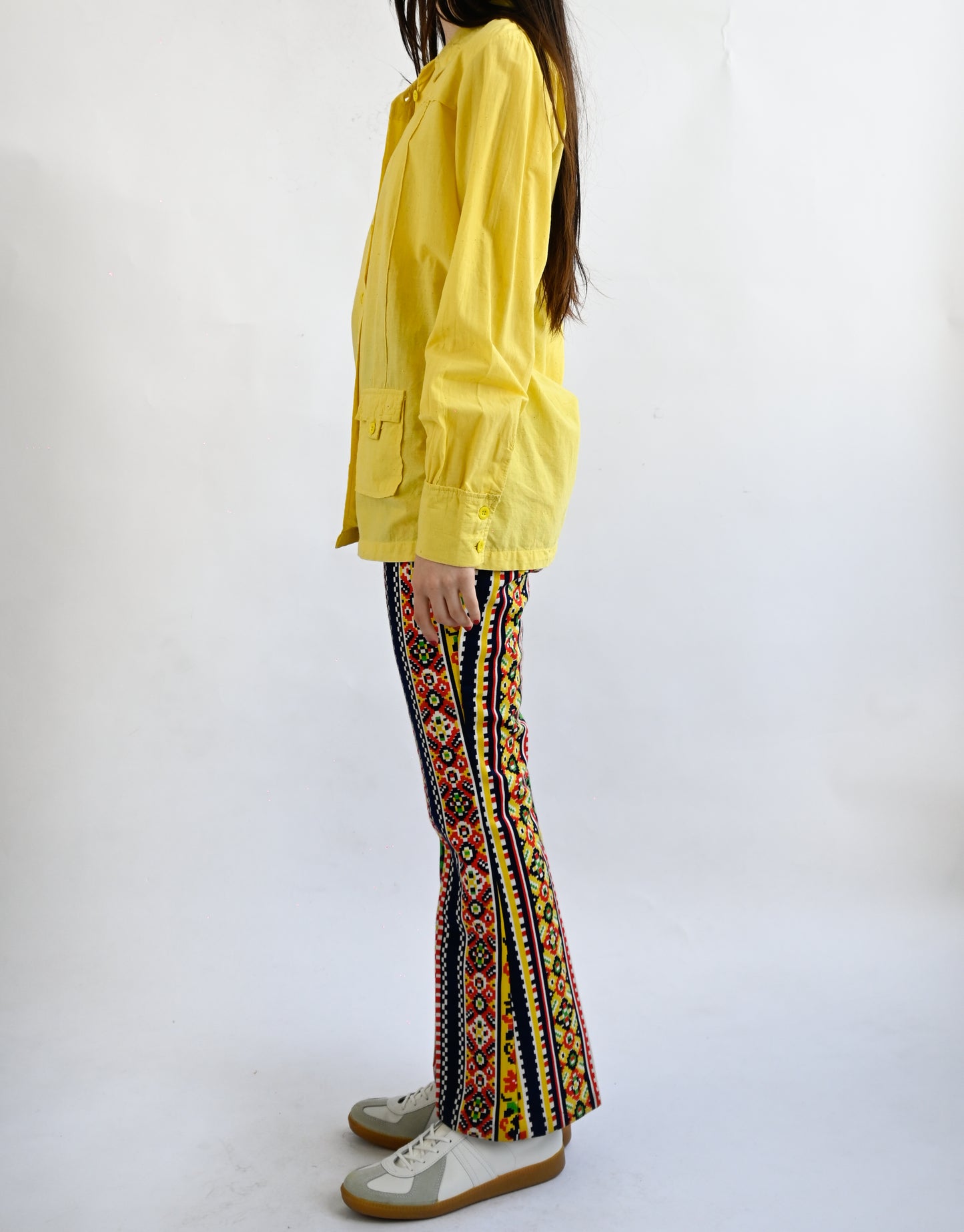 70'S Printed Cotton Pants - USA